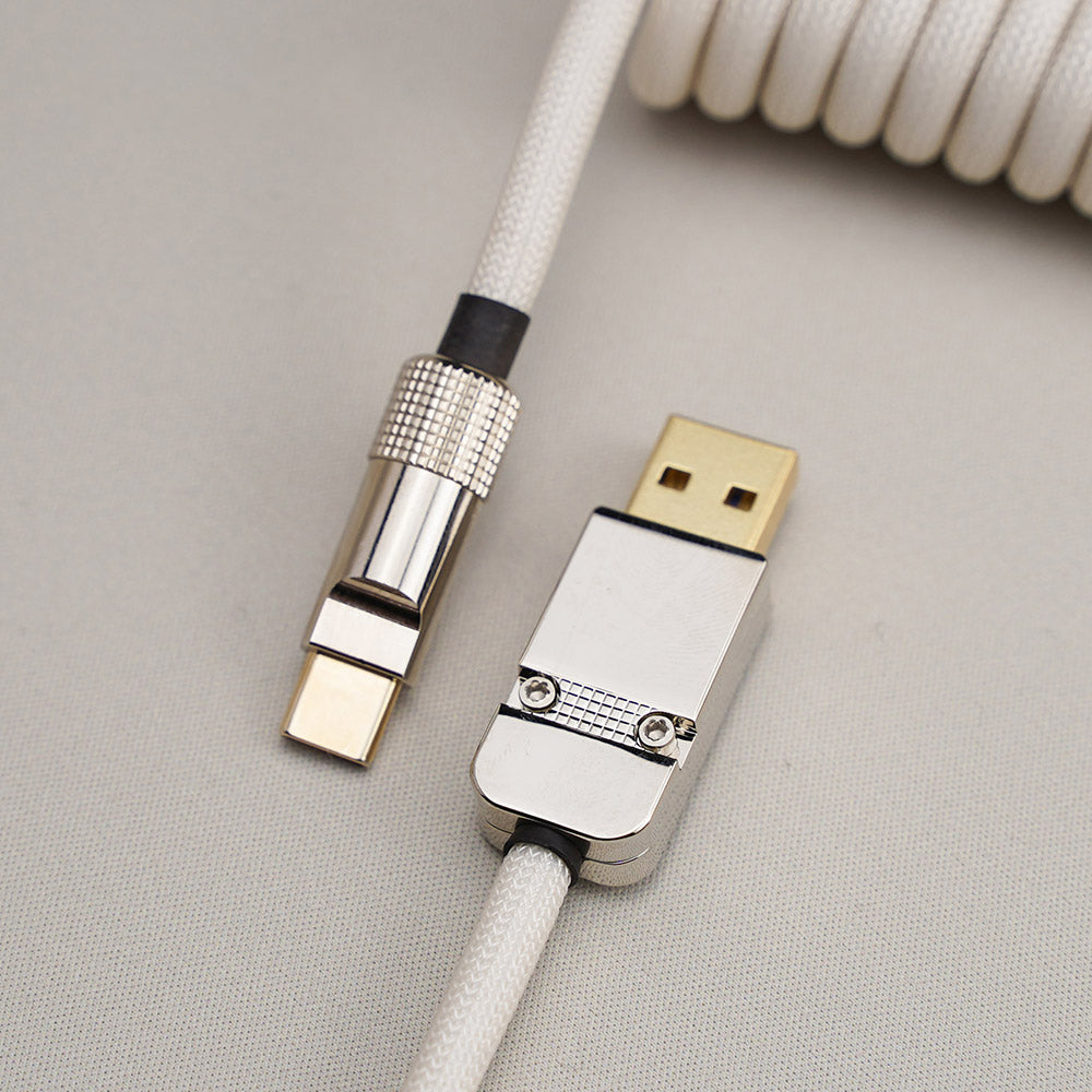 YUNZII Custom Coiled Aviator USB Cable 9009 V3 - Premium Braided Nylon USB C Charging Cord for Gaming, Mechanical Keyboards & Studio Setup