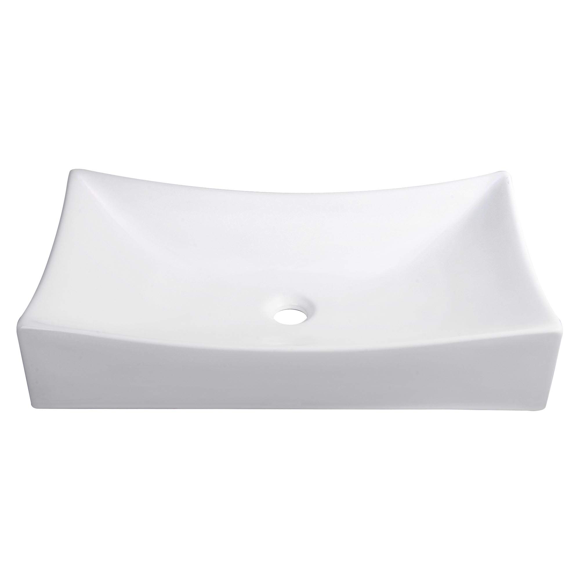 26x15 Inch White Porcelain Rectangle Vessel Sink with Pop-Up Drain - Modern Above Counter Bathroom Sink for Vanity & Powder Room | Durable Ceramic Design