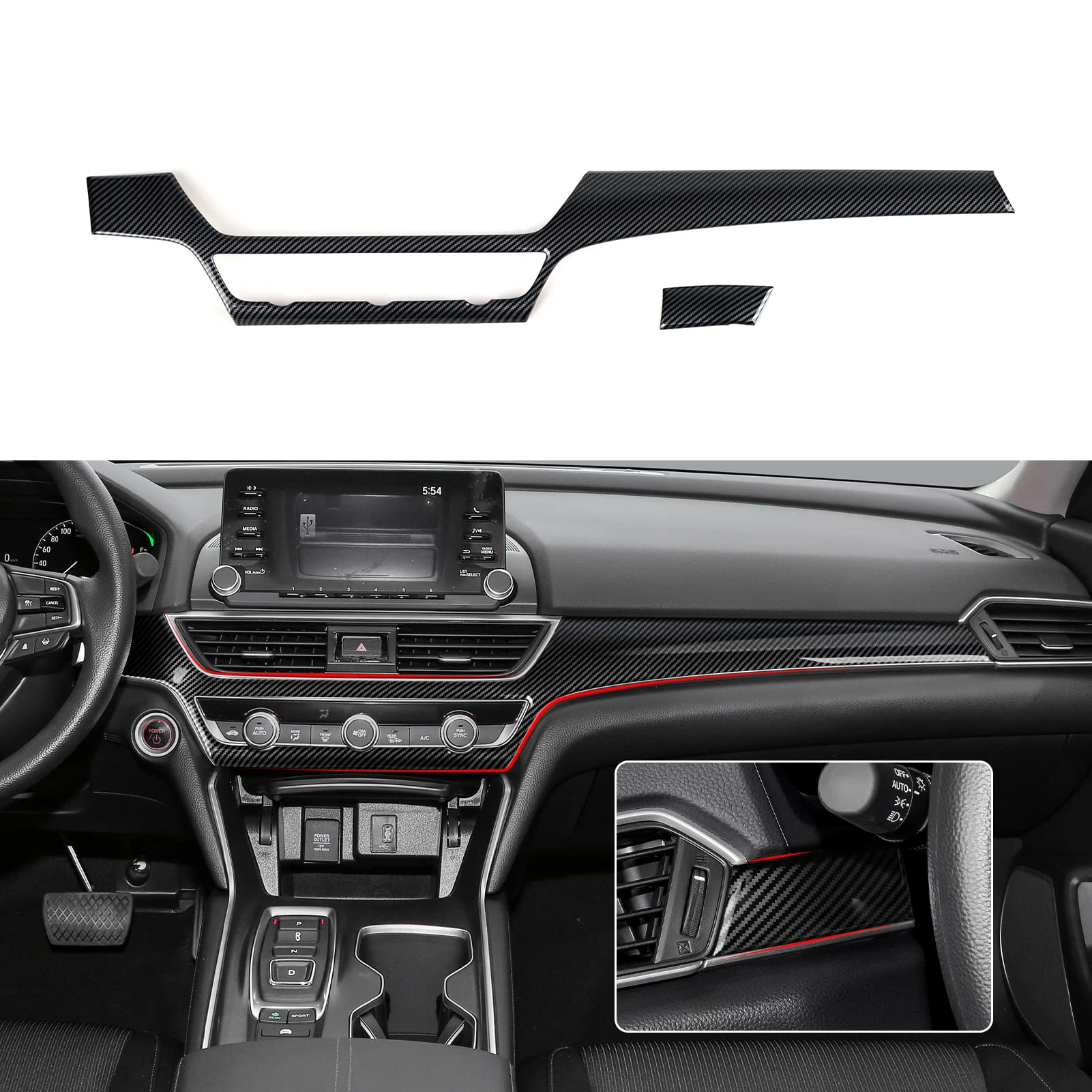 2018-2022 Honda Accord 10th Gen Dashboard Vent Trim Decals - ABS Carbon Fiber A/C Outlet Stickers | Car Interior Upgrade Accessories for Enhanced Style & Protection