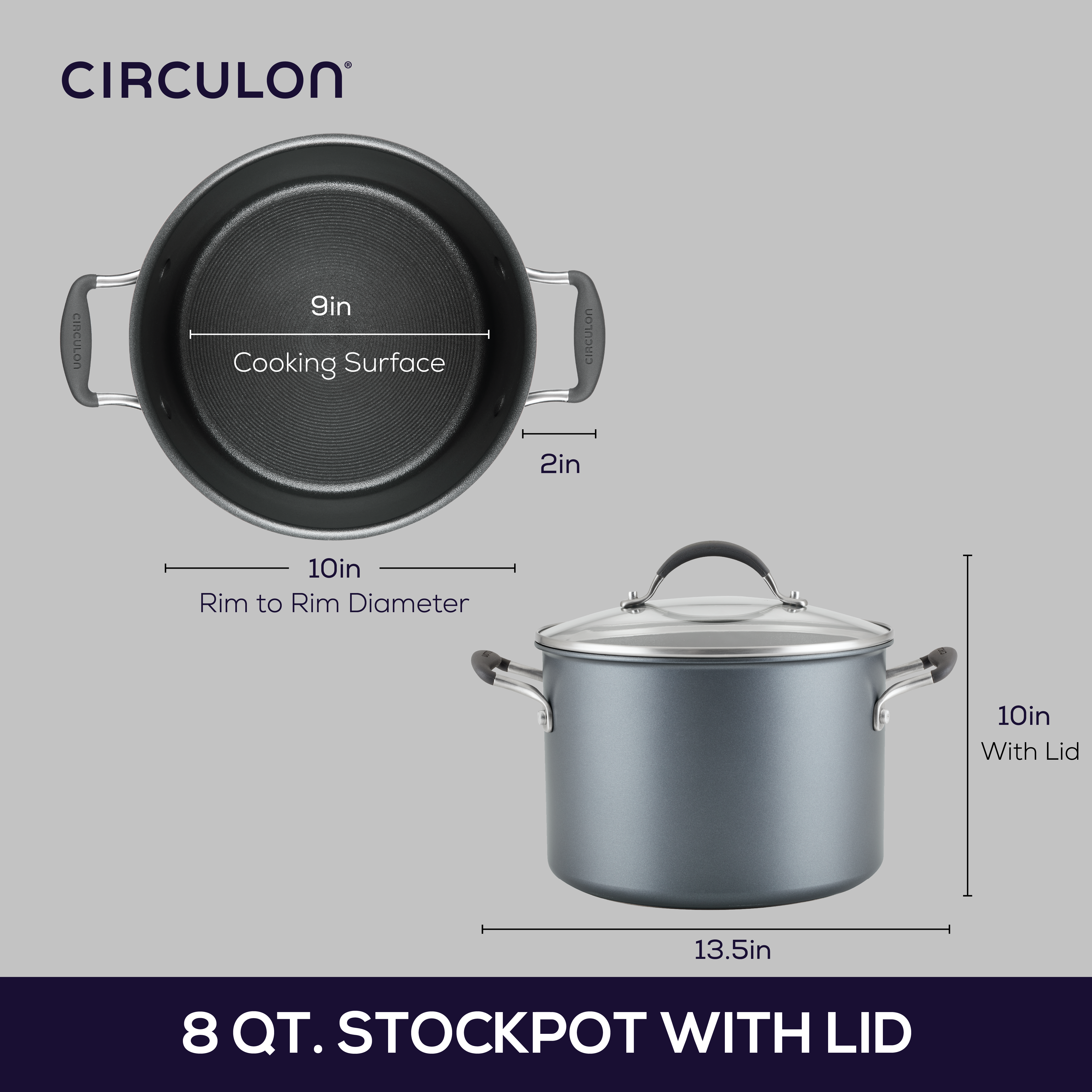 8 Quart Nonstick Stockpot with Lid - ScratchDefenseâ¢ Technology for Durable Cooking - Perfect for Soups, Stews, Pasta & Family Meals