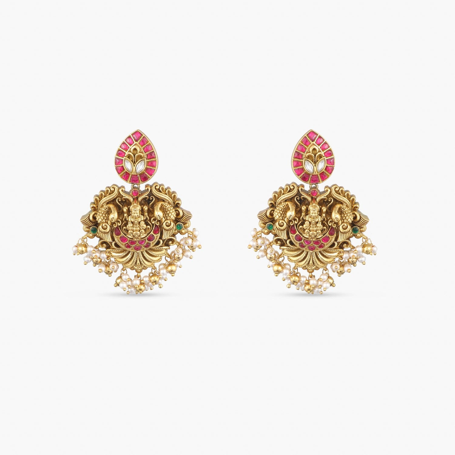 Gayatri Antique Temple Bridal Jewelry Set - Handcrafted Indian Wedding Necklace & Earrings for Brides, Ethnic Temple Jewelry for Special Occasions