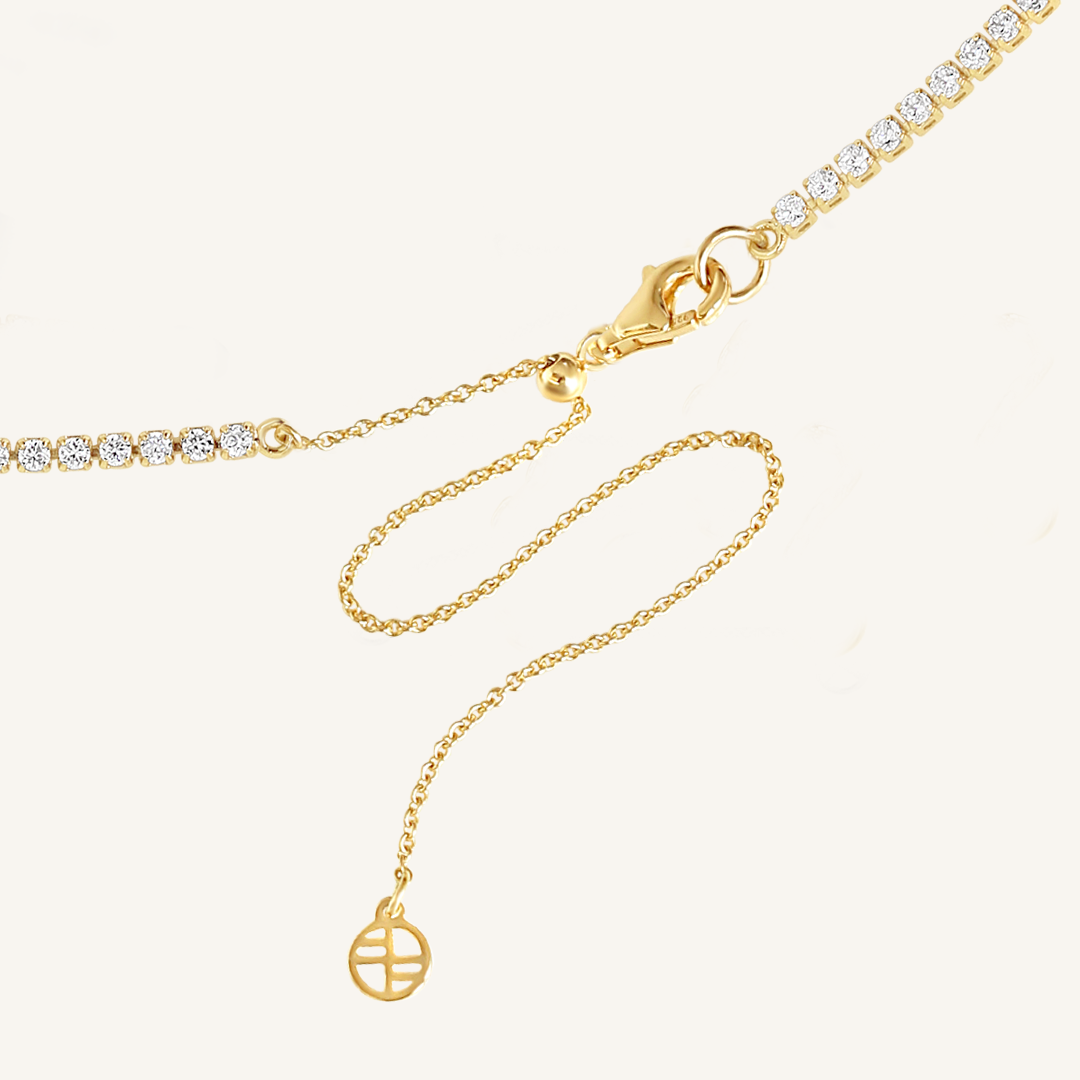 Elle Tennis Chain for Women - Elegant Gold Plated Necklace - Perfect for Sports, Casual Wear & Special Occasions