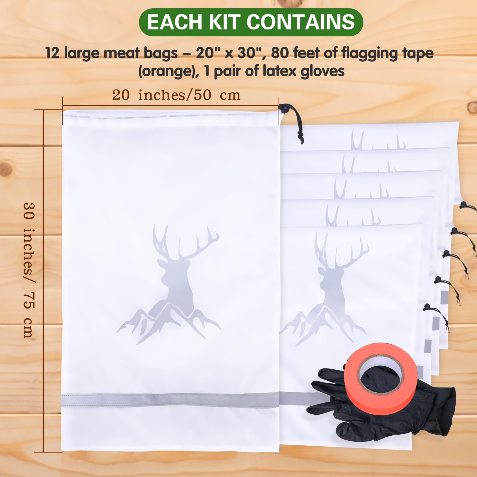 12 Pack Reusable Waterproof Hunting Game Bags 20