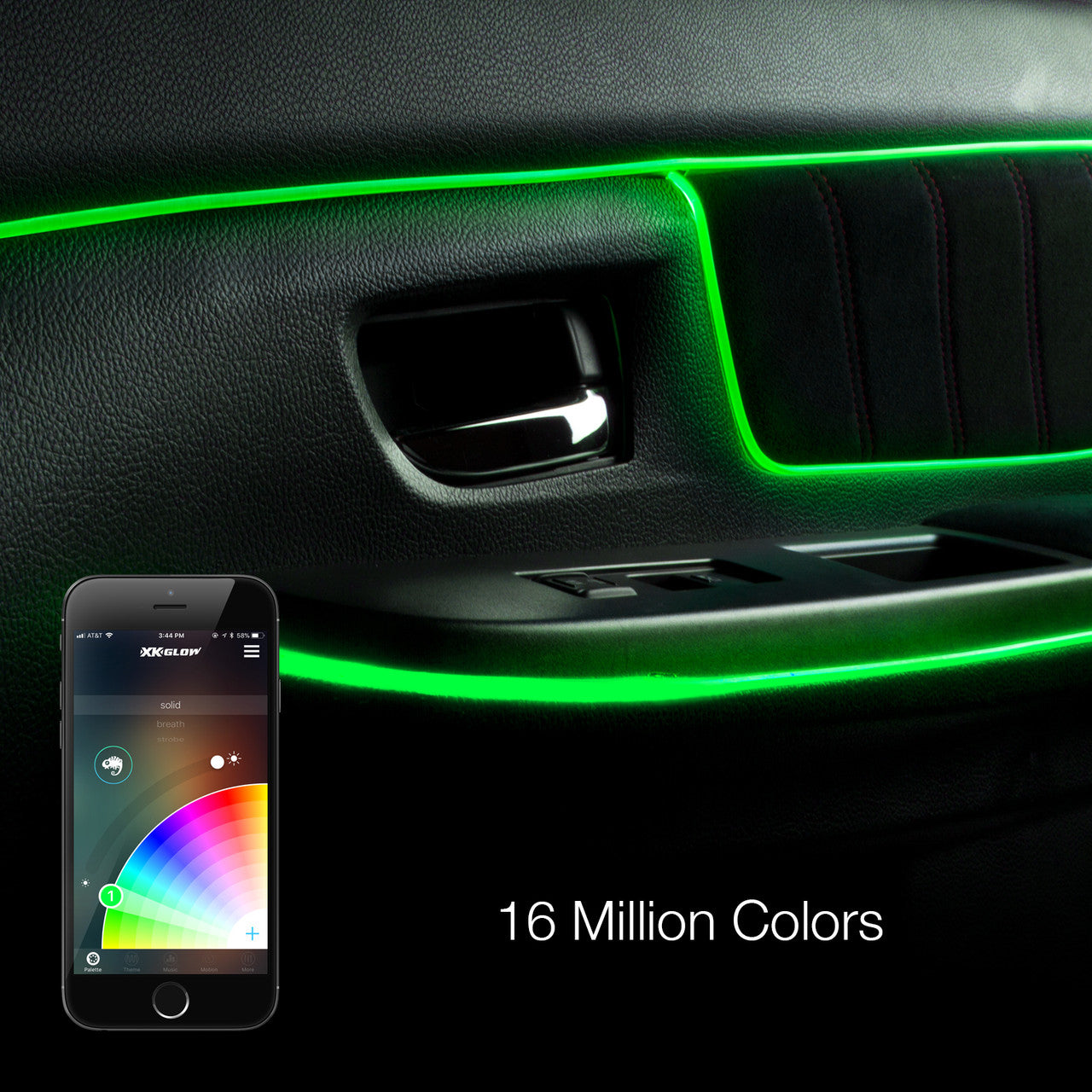 XKChrome LED Fiber Optic Car Lighting Kit - Smartphone App Controlled RGB Ambient Lights for Cars, Trucks & Motorcycles - Perfect for Night Driving, Car Shows & Custom Vehicle Decoration