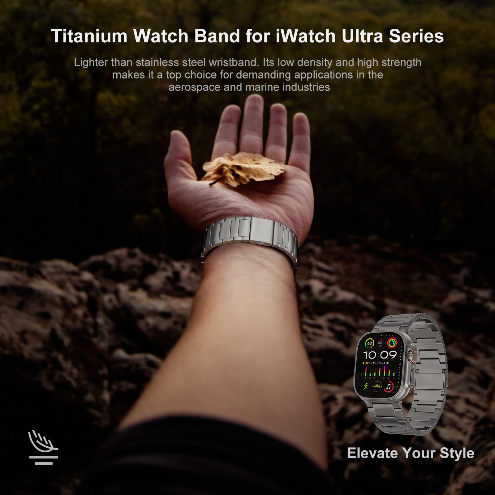 Premium Titanium Watch Band for Apple Watch Ultra 2 / Ultra 49mm - Adjustable 26mm Wide Magnetic Strap with DLC Coating - Durable Replacement Band for Men - Perfect for Outdoor Adventures, Workouts & Everyday Wear