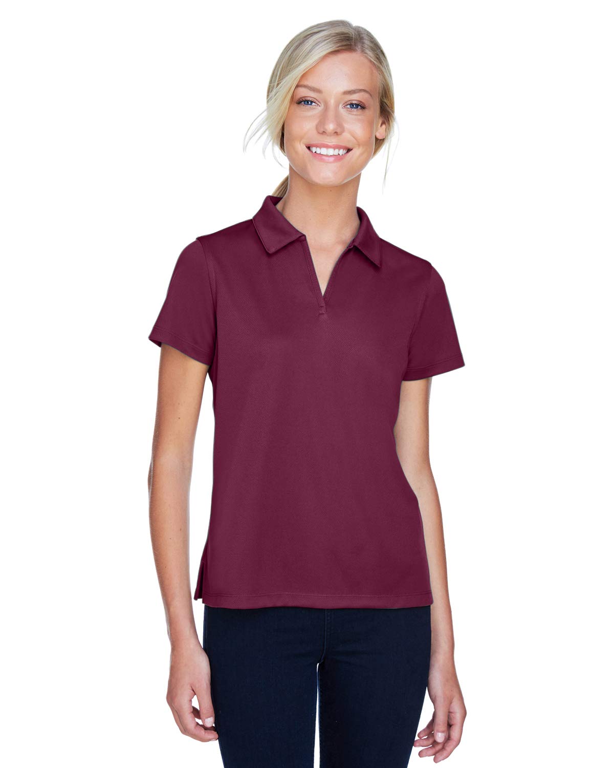 Women's Double Mesh Polo Shirt - Breathable & Stylish Casual Top for Golf, Tennis & Outdoor Activities - MAROON