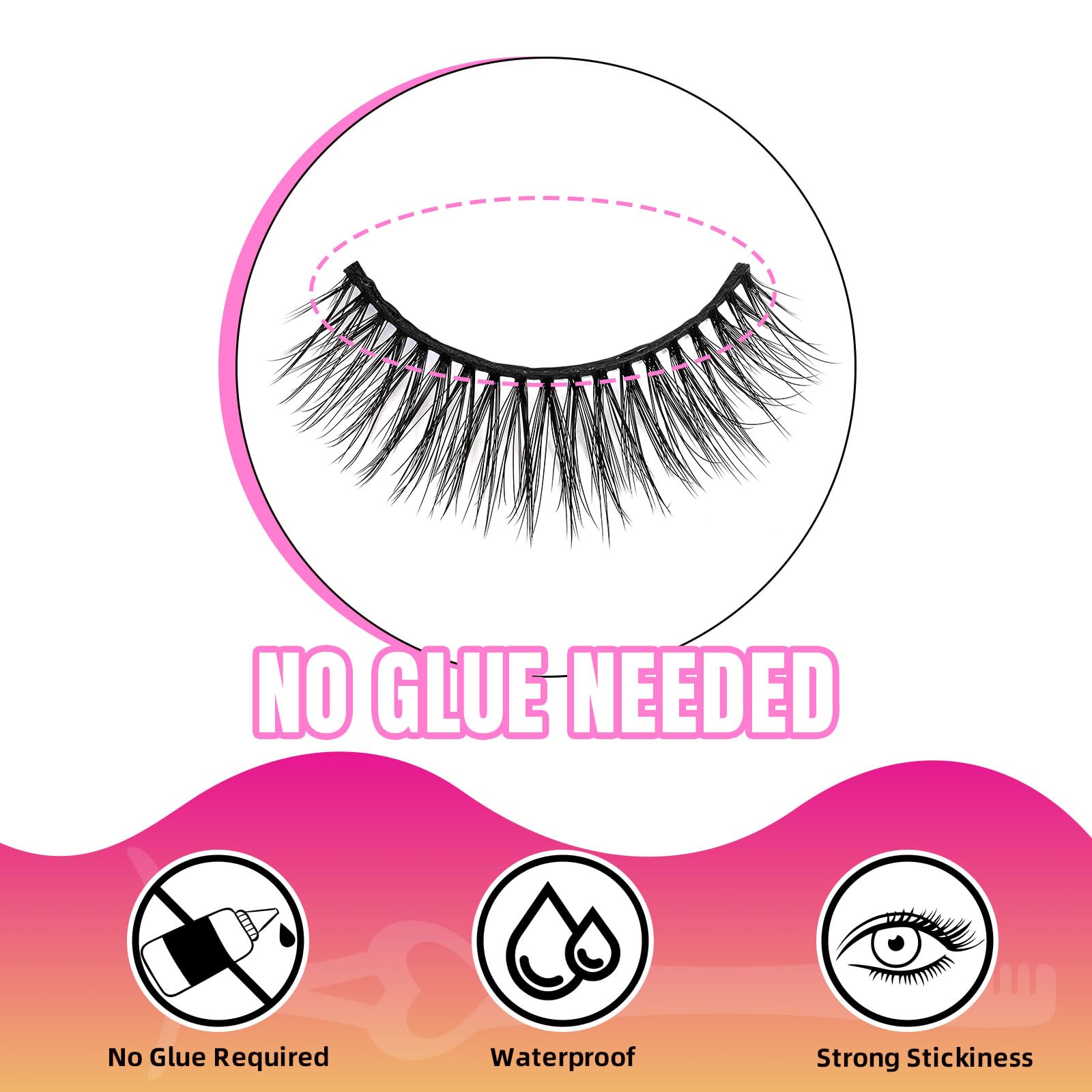 Self-Adhesive Eyelash Clusters Kit - 8 Pairs Reusable No Glue Needed False Lashes with Tweezers, No Sticky Residue, DIY Lash Extensions at Home (4 Styles, D-Mix 8-18mm) by WLFRHD | Perfect for Daily Wear, Special Occasions & Professional Makeup