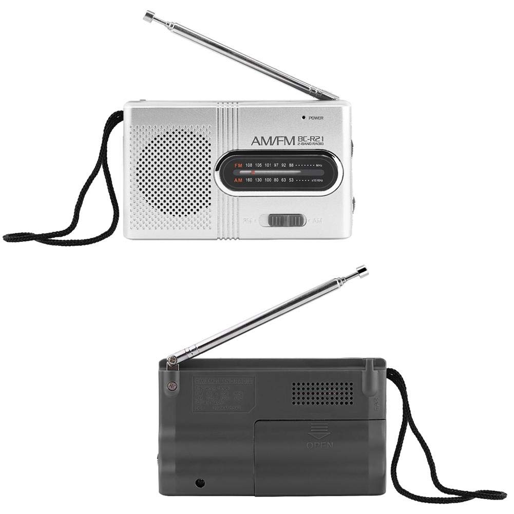 Portable AM FM Mini Radio Stereo Receiver - Universal Pocket Radio with Boombox Music Player, Earphone Jack, 2 AA Battery Powered (Batteries Not Included) - Perfect for Travel, Camping, Emergency & Outdoor Activities