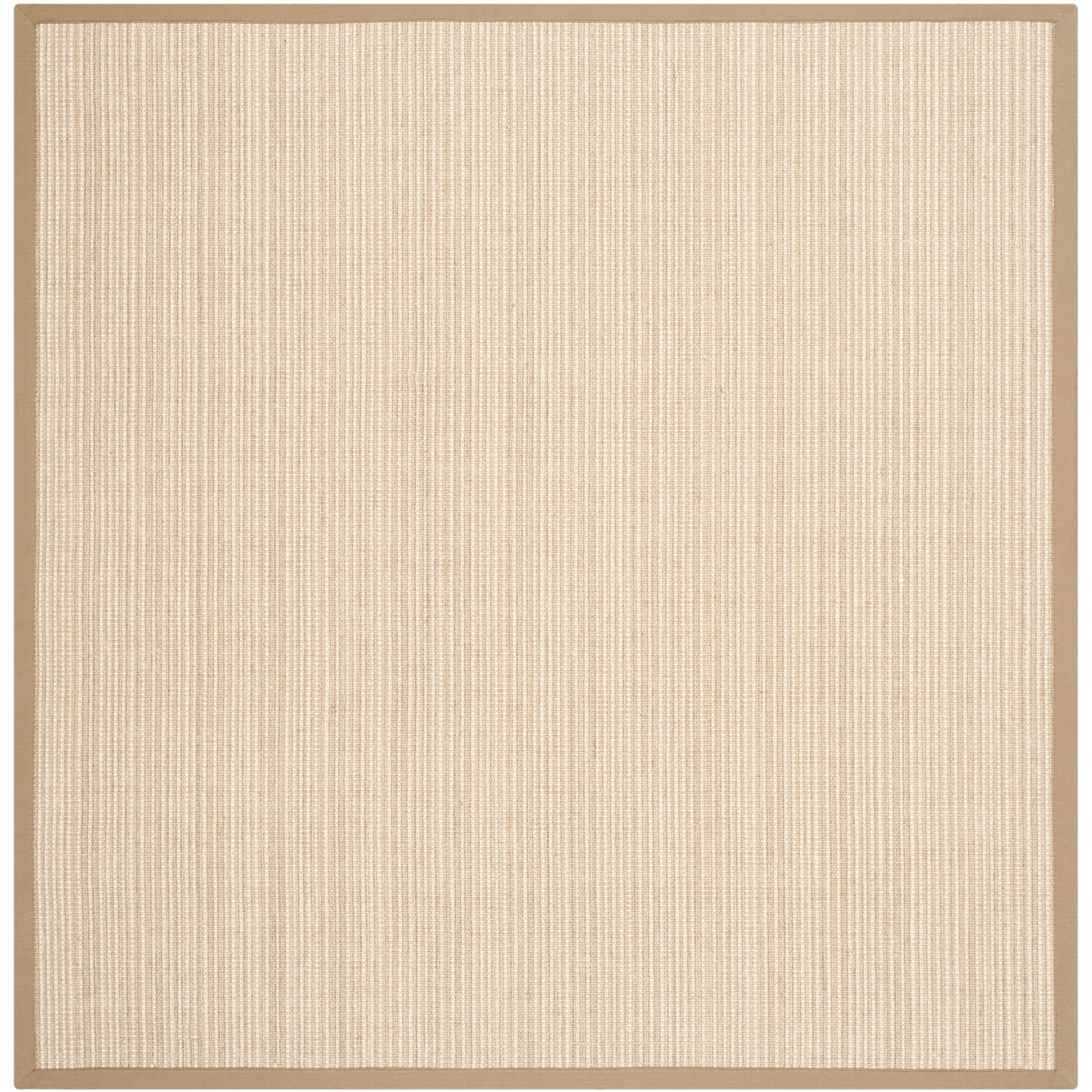 SAFAVIEH Natural Fiber Collection 8'x8' Square Tan/Tan NF442D Border Stripe Sisal Area Rug - Perfect for Living Room, Bedroom & Home Decor