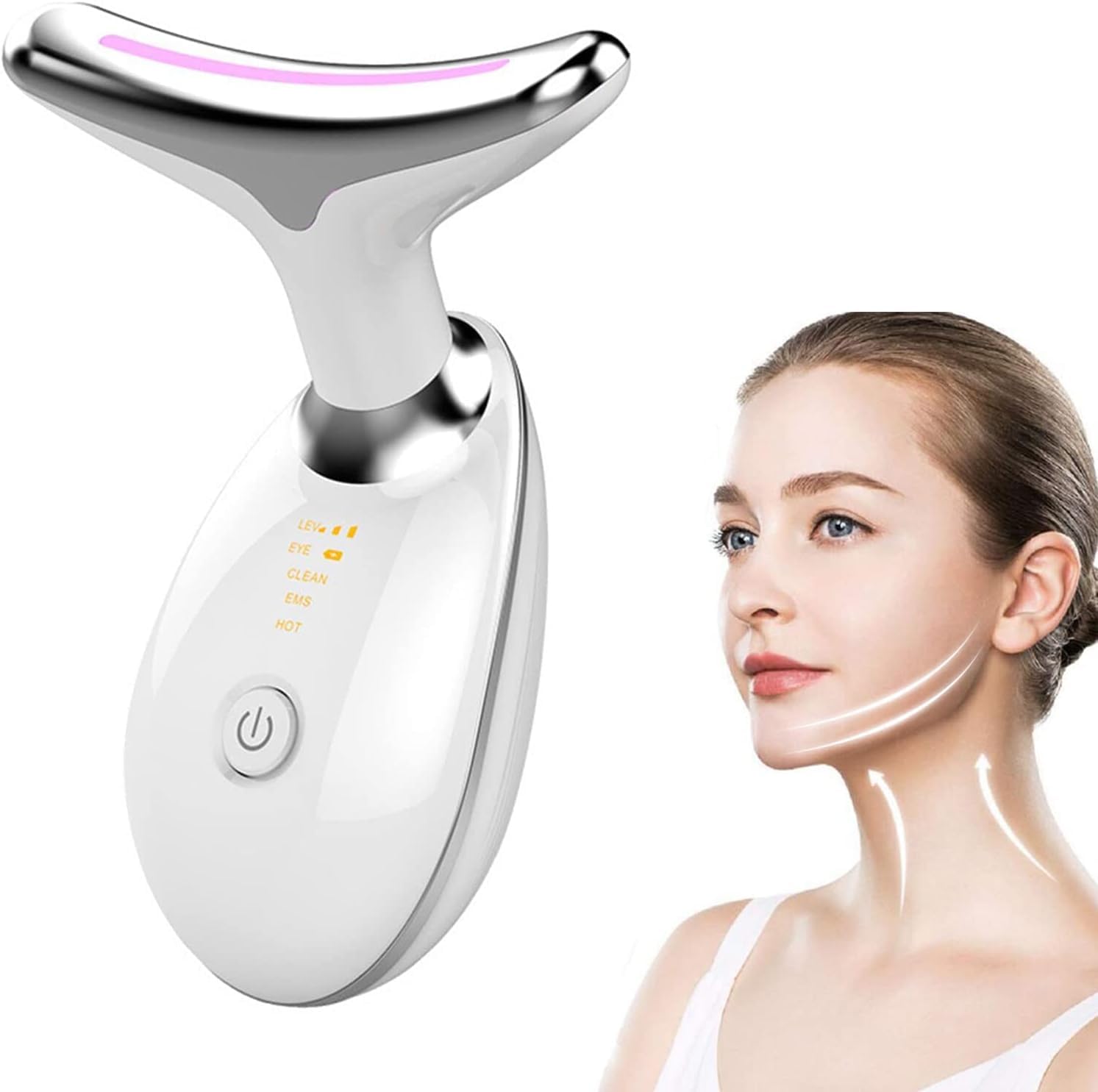 Anti-Aging Neck & Face Massager - 3-Speed Vibration Therapy for Wrinkle Reduction & Skin Tightening | Facial Sculpting Tool with LED Light Modes | Perfect for Home Spa & Beauty Routine