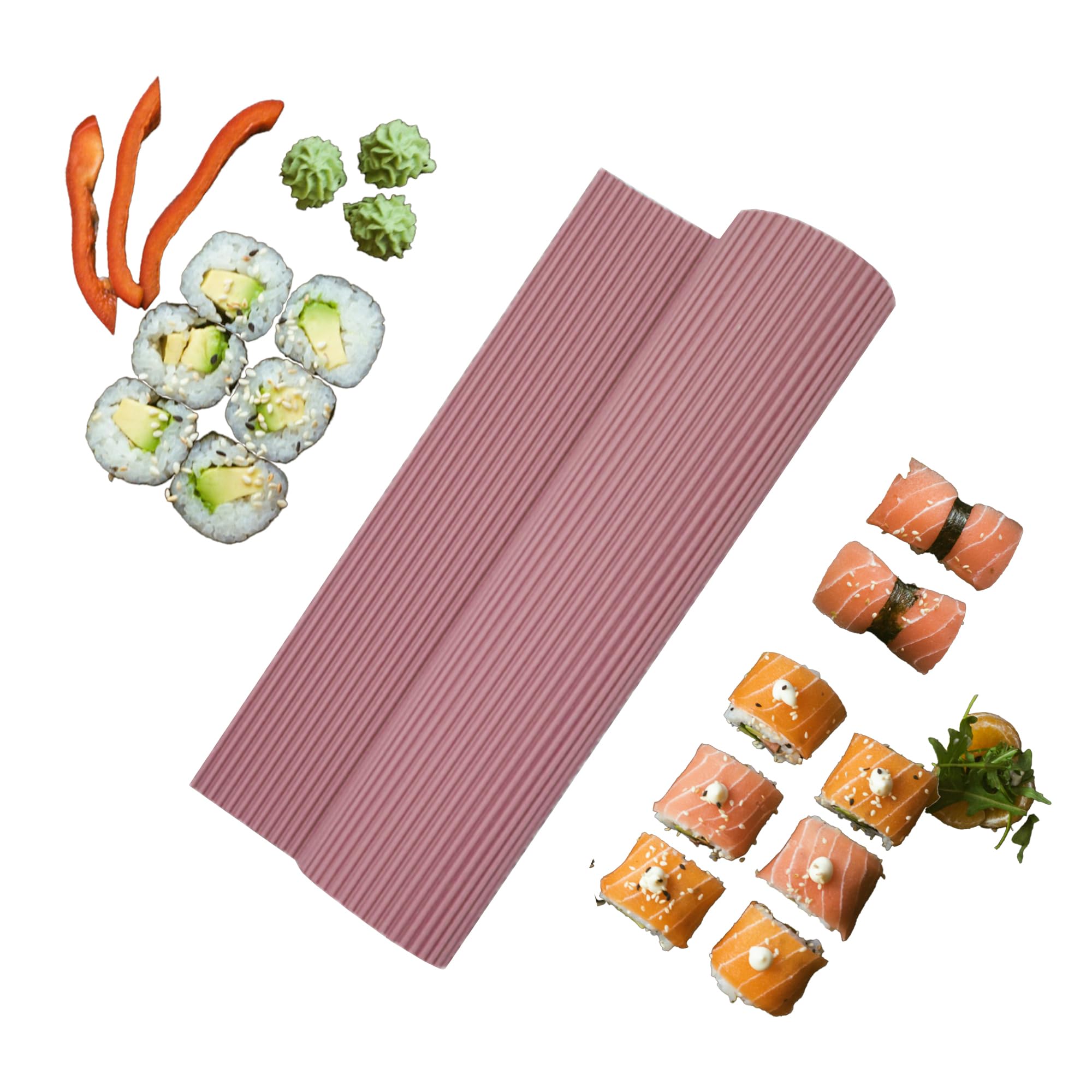 Premium Silicone Sushi Rolling Mat - BPA Free, Dishwasher Safe & Nonstick Kimbap Roller - Reusable, Easy to Clean DIY Sushi Maker for Homemade Sushi, Kimbap & Rice Rolls - Perfect for Japanese & Korean Cuisine (Pale Pink)