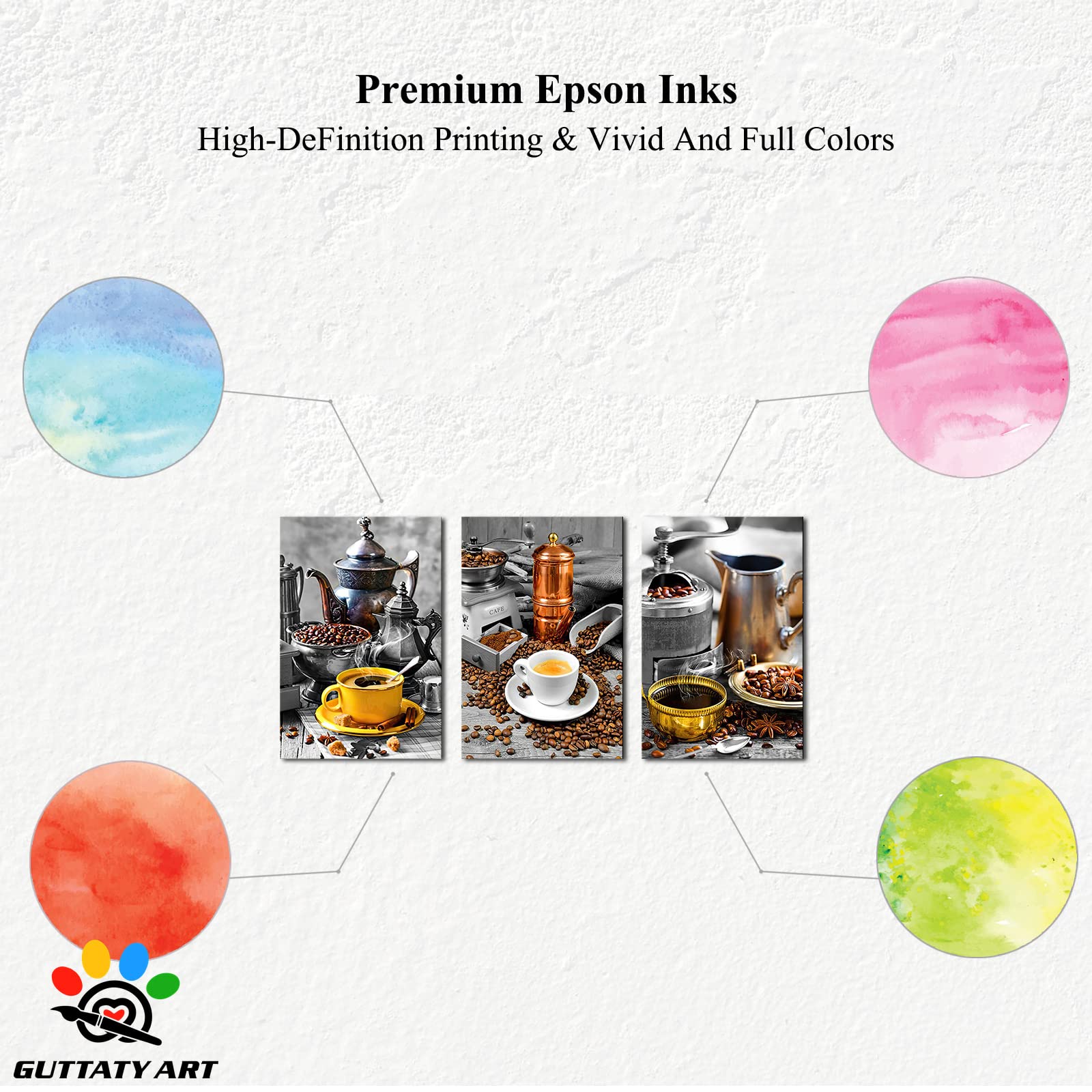 GUTTATY Modern Coffee Canvas Wall Art Set - 3 Piece 24