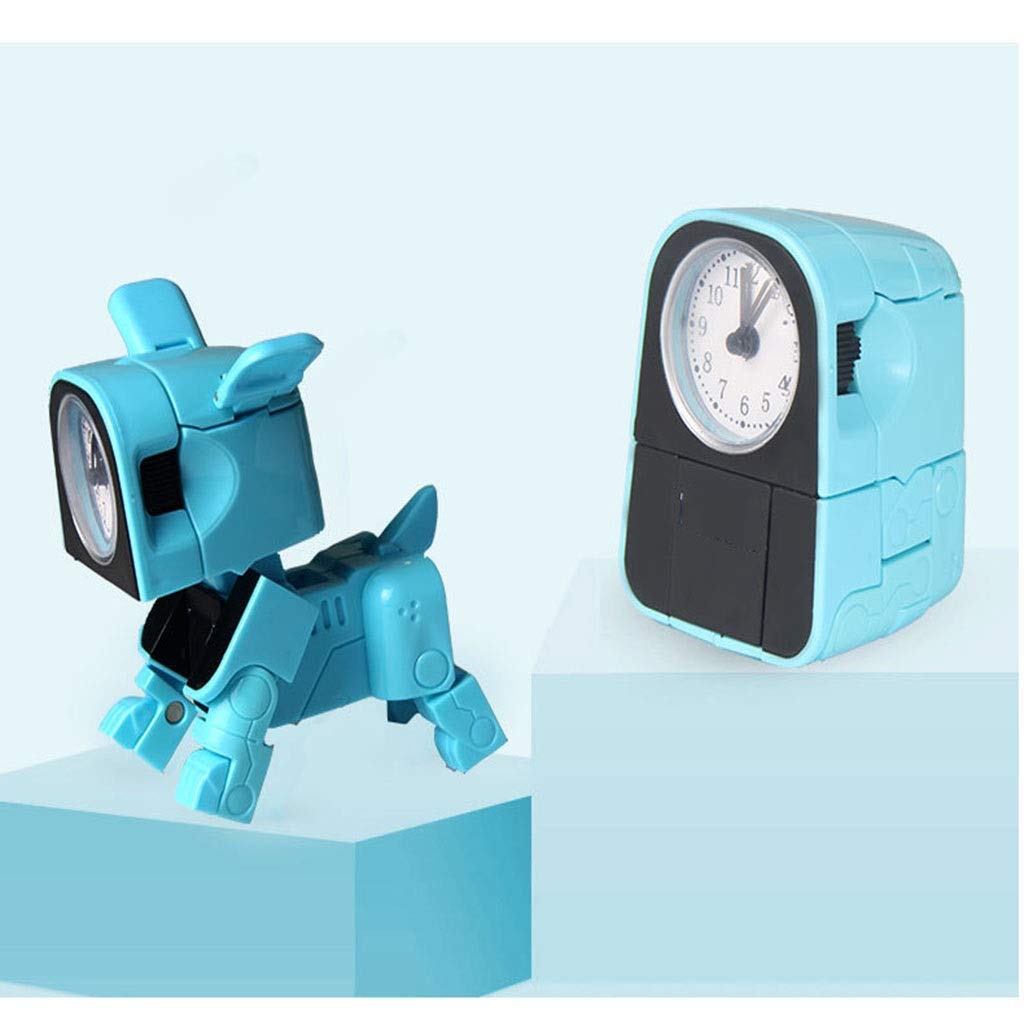 Smart Wake Up Light Alarm Clock with Radio - Cute Cartoon Robot Dog Design, Reversible Toy for Kids & Adults - Perfect for Bedroom, Living Room, Travel & Office Desk