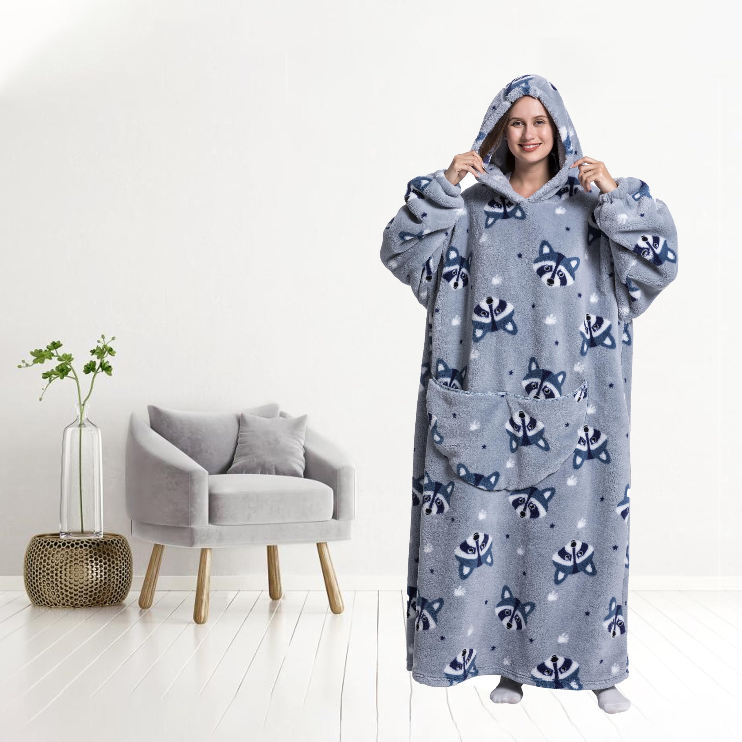 Cozy Wearable Blanket Hoodie for Women & Men - Soft Fleece Hooded Sweatshirt - Perfect Birthday Gift for Her & Him - Ideal for Lounging, Movie Nights & Outdoor Camping
