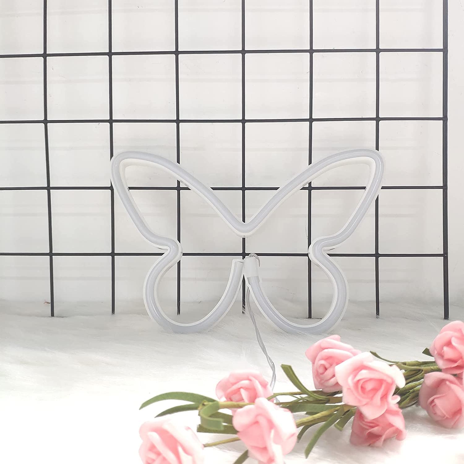 Butterfly LED Neon Sign Wall Light - USB/Battery Powered Acrylic Wall Decor for Bedroom, Kids Room, Living Room, Bar, Party, Wedding & Christmas | Pink Glow Night Light for Home Decor & Gift Ideas