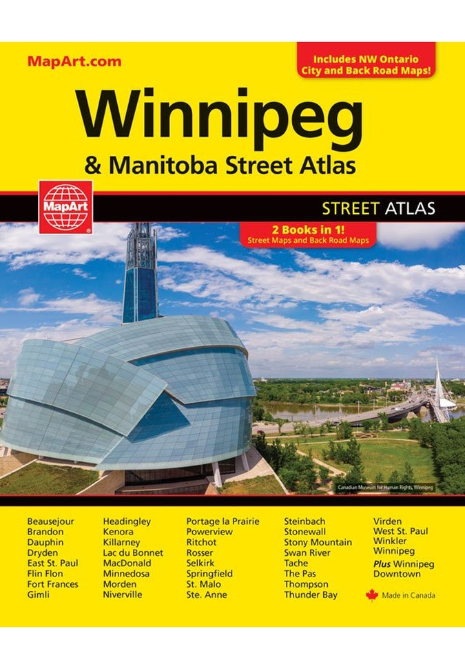 MapArt Winnipeg & Manitoba Street Atlas 2023 Edition - Manitoba Back Road Atlas | Detailed Road Maps for Travel, Hiking & Road Trips in Canada