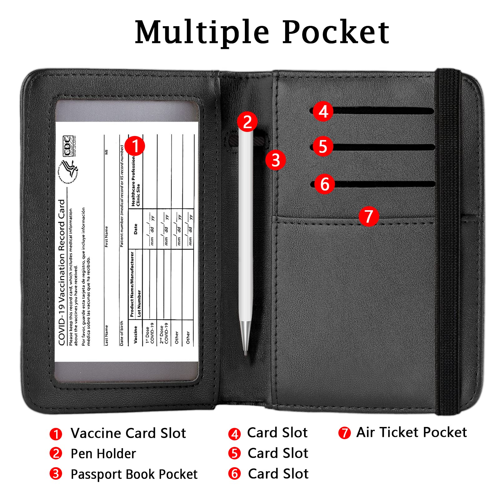 ZOPPEN RFID Blocking Passport Holder Wallet for Women & Men - Travel Essentials Document Organizer with Secure Cover Case (Black) | Perfect for International Trips, Business Travel & Vacation Accessories