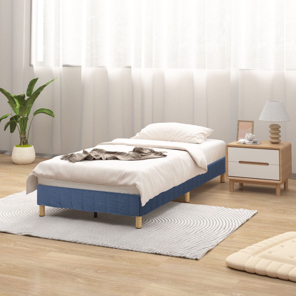 **Heavy Duty Double Metal Bed Frame with Mattress Foundation - Blue | Sturdy Support for Queen/King Size Beds | Perfect for Guest Rooms, Dorms & Apartments**