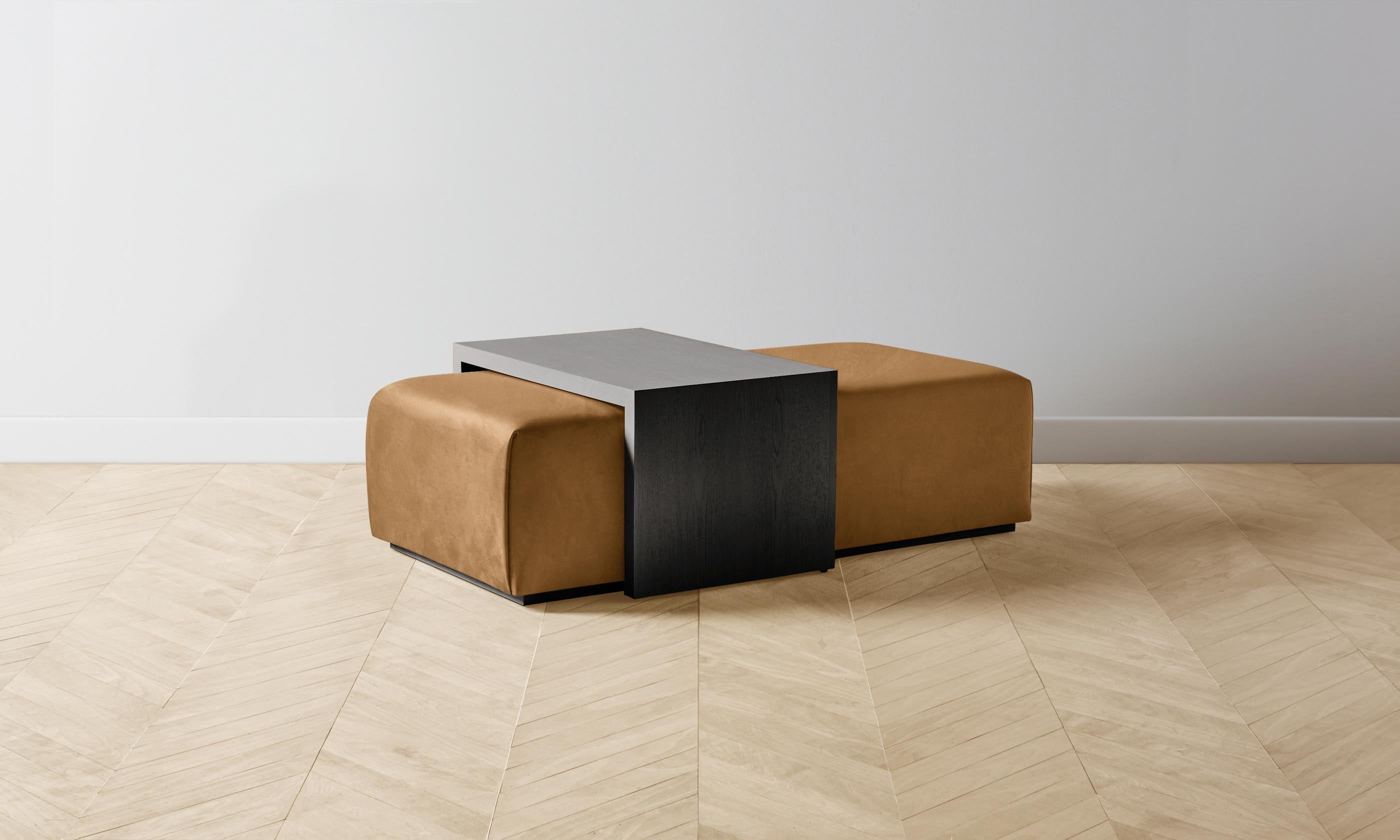 Luxury Nubuck Leather Saddle Ottoman - The Bowery Footrest Stool for Living Room, Bedroom & Office - Comfortable Leather Pouf with Sturdy Wooden Legs