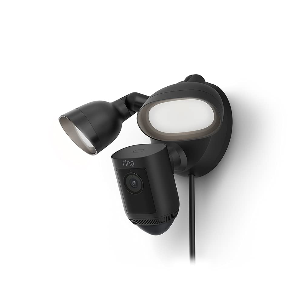 Ring Floodlight Cam Pro - Plug-in Security Camera with Motion Detection, Night Vision & 2-Way Audio, Black - Ideal for Home & Outdoor Security Lighting