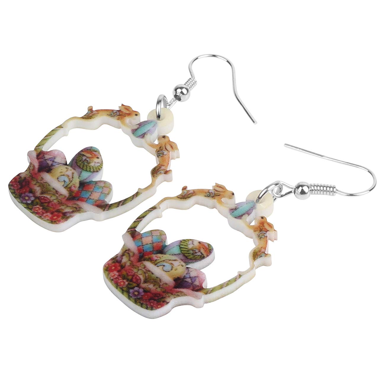 DOWAY Acrylic Easter Bunny Rabbit Earrings - Cute Drop Dangle Jewelry Gifts for Women & Girls - Funny Party Accessories for Easter, Spring Celebrations & Costume Outfits
