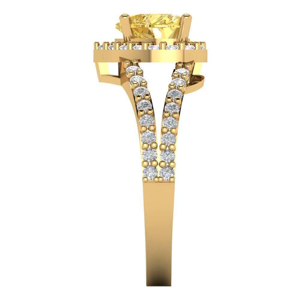 1.75ct Heart Halo Canary Yellow Simulated Diamond Ring - Anniversary & Engagement Gift