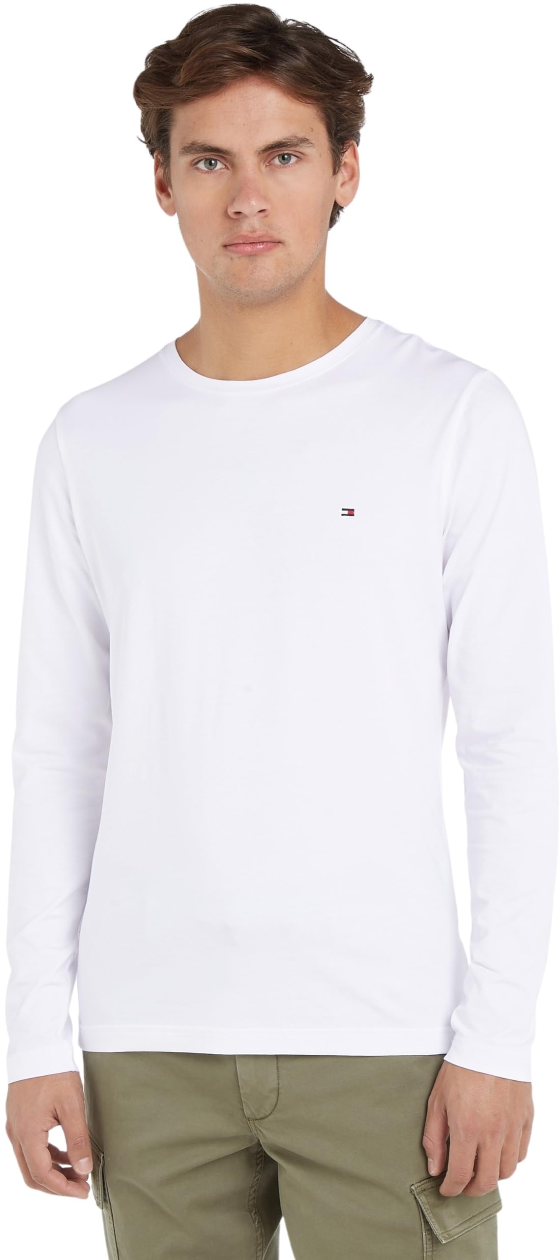 Tommy Hilfiger Men's Slim Fit Long Sleeve T-Shirt - Stretch Comfort Cotton Crew Neck Casual Shirt for Work, Travel & Everyday Wear