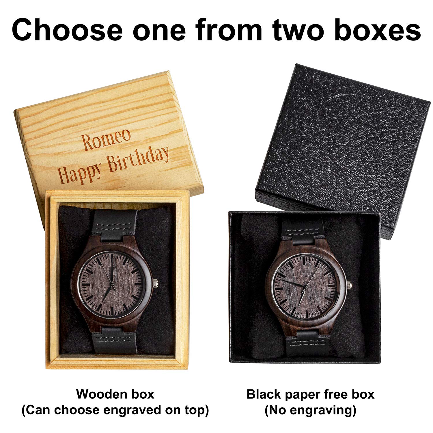 Custom Engraved Wooden Watch for Men - Personalized Gift for Boyfriend, Anniversary, Birthday - Unique Wooden Timepiece for Everyday Wear & Special Occasions