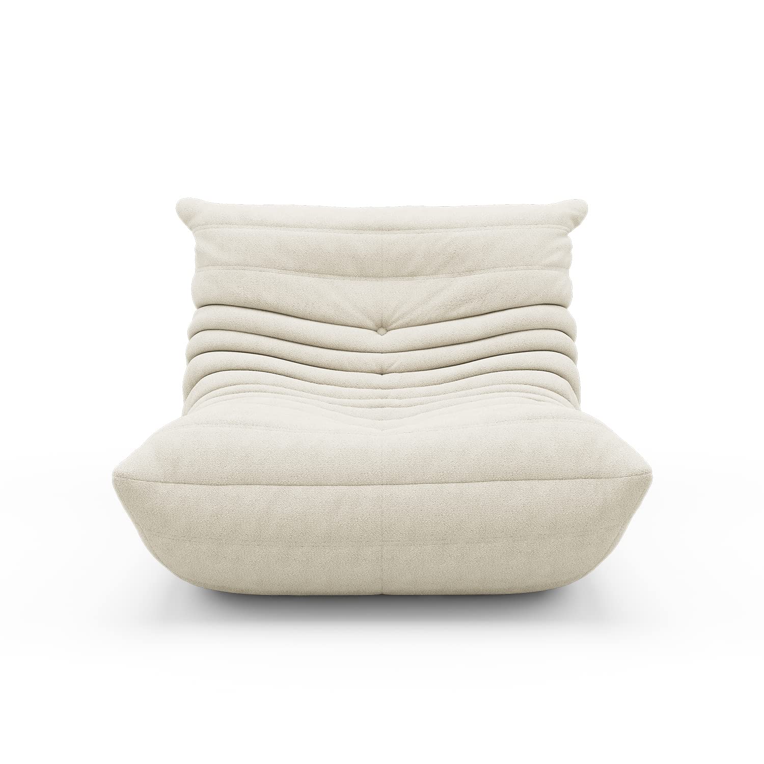 Modern Bean Bag Chair for Adults - Soft Lazy Floor Couch in Mohair White for Living Room & Bedroom