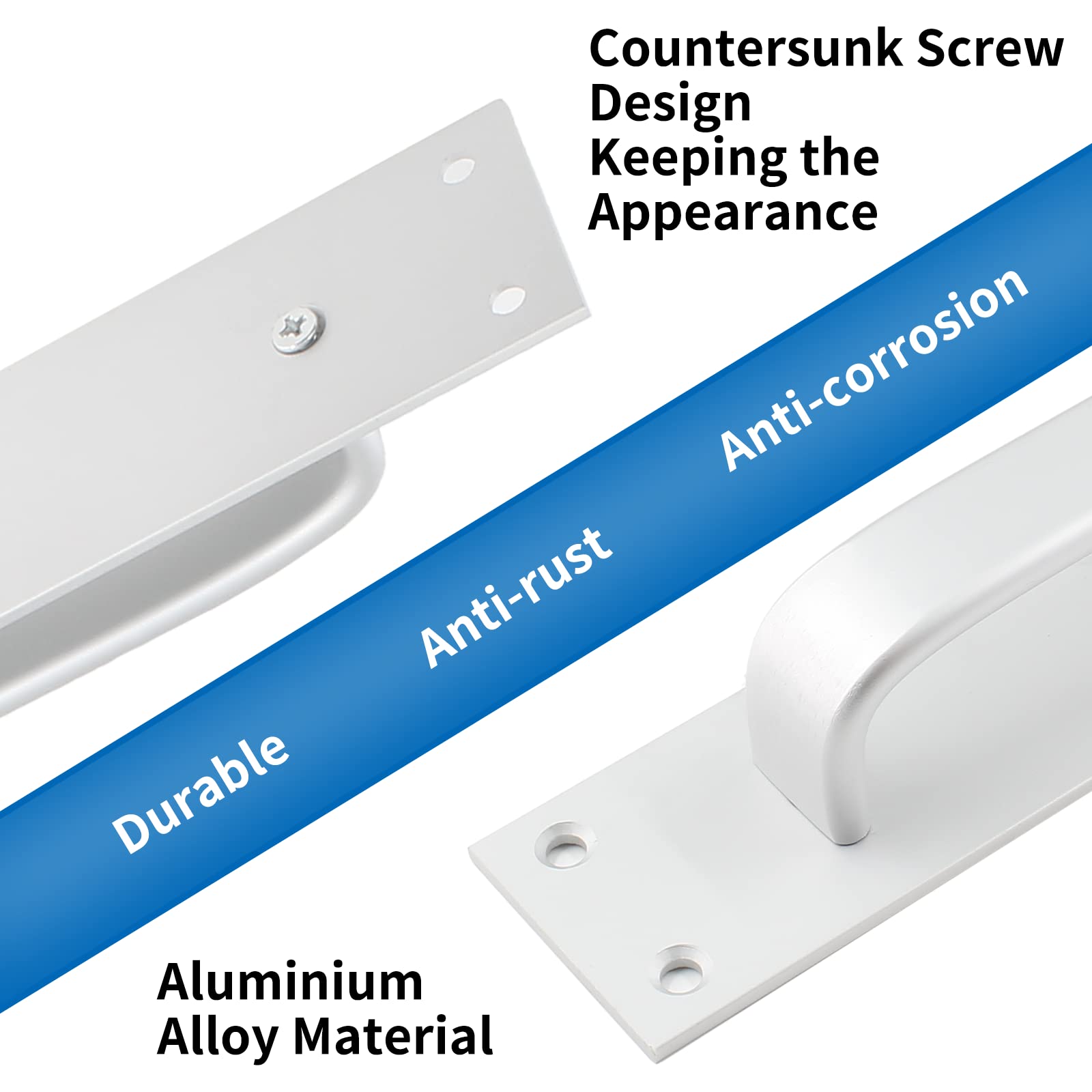 2 Pack 7.9 Inch Sliding Barn Door Handles - Heavy Duty Aluminum Alloy Cabinet Pull Handles for Sliding Doors, Gates, Closets, Drawers & Garage Sheds - Silver Finish - Perfect for Farmhouse, Rustic & Industrial Style Home Decor