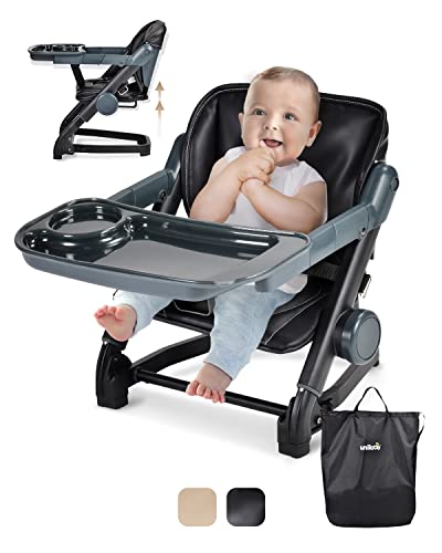 Unilove Feed Me 3-in-1 Baby Dining Booster Seat - Portable High Chair for Toddlers, Bubble Black | Perfect for Home, Travel & Restaurants