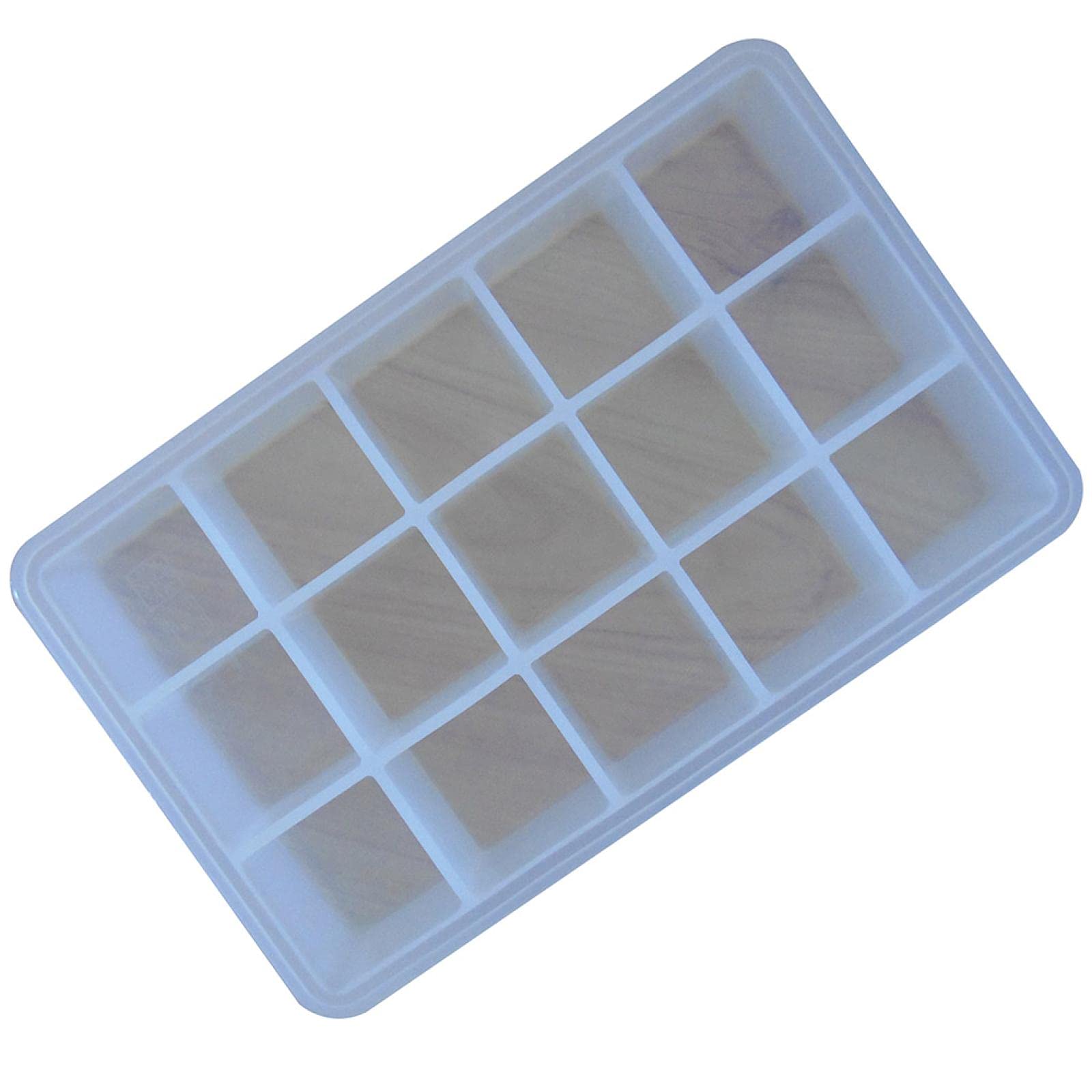 Premium Silicone Ice Cube Tray - Large 15-Cube Mold for Jumbo Square Ice Blocks, Non-Toxic & Durable Bar Ice Maker (7.44x6.1x3.8 Inches) - Perfect for Cocktails, Whiskey, Iced Coffee & Home Bars