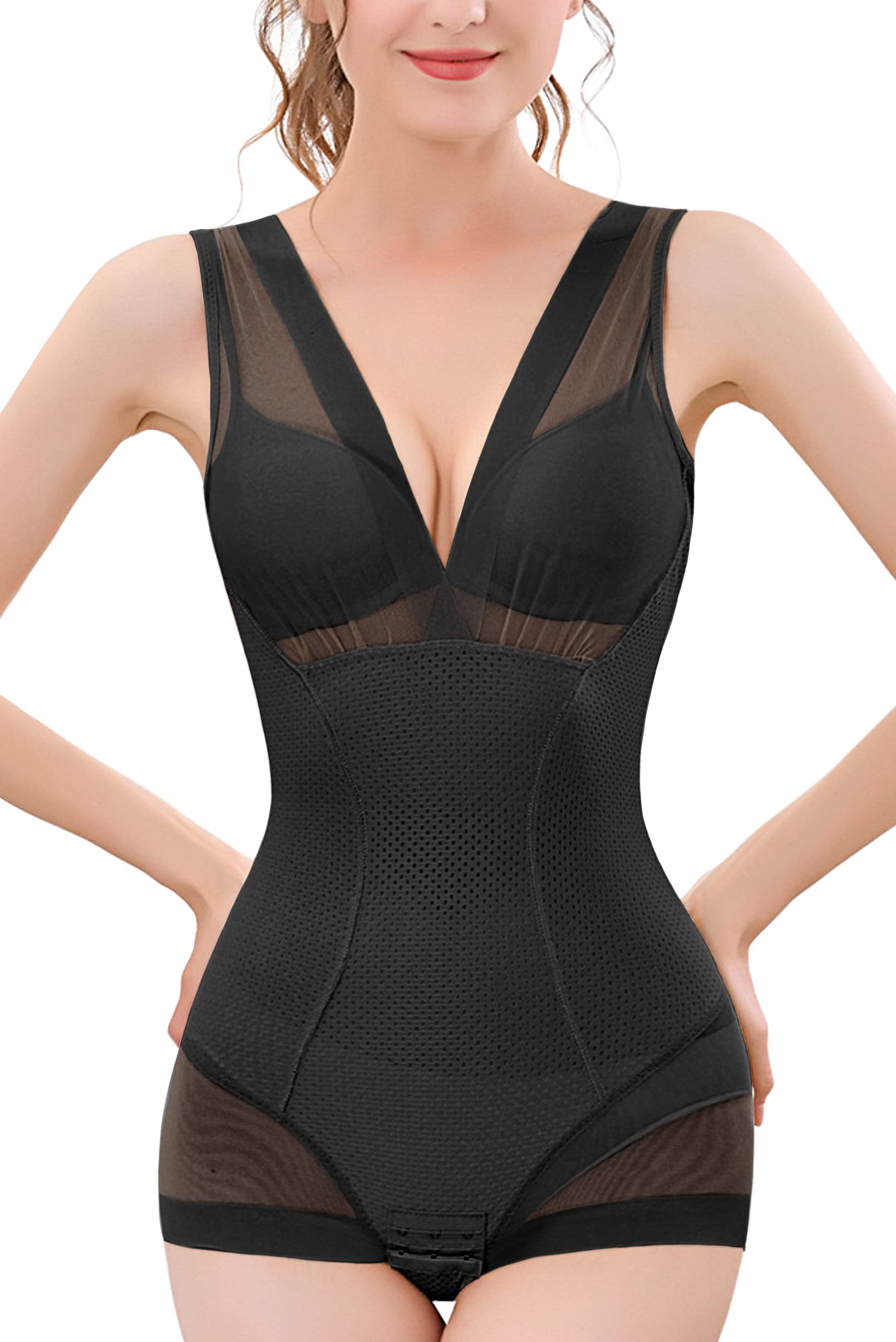 Women's Tummy Control Shapewear Bodysuit - Seamless V-Neck Backless Jumpsuit Shaper for Slimming & Smoothing | Perfect for Everyday Wear, Special Occasions & Body Shaping