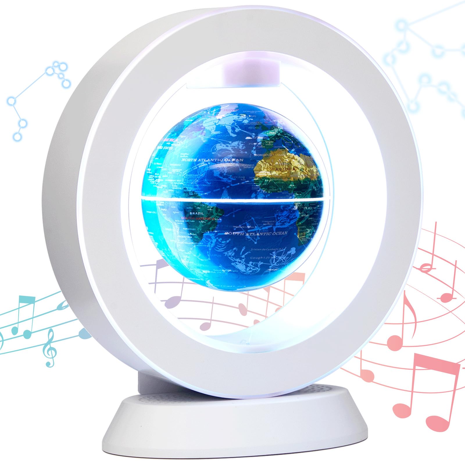 Floating Bluetooth Speaker & Constellation Globe Lamp - Magnetic Levitation Desk Decor for Office, Kids Learning & Unique Tech Gifts | Cool Gadget for Teens, Men & Bosses | Perfect for Home Decor, Study Room & Workspace