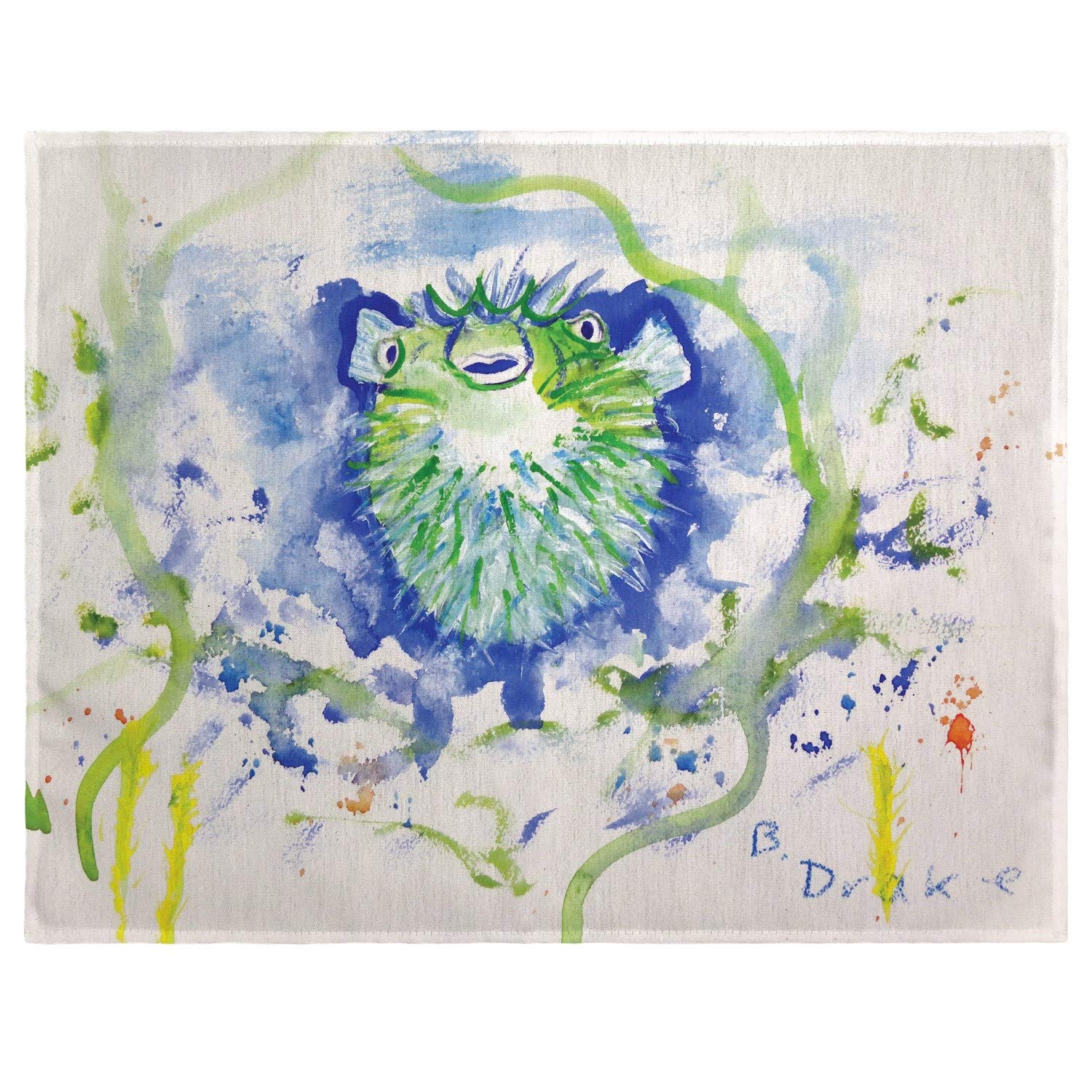 Betsy Drake Spiny Puffer Fish Placemats Set of 4 - Waterproof Table Mats for Dining Room, Kitchen, or Outdoor Picnic Use