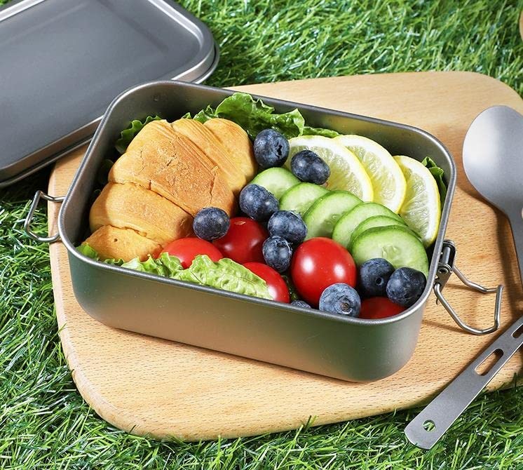 Premium Pure Titanium Single Layer Lunch Box - Lightweight & Durable for Camping, Hiking, Picnics & Outdoor Adventures | Portable Meal Container for Work, School & Travel
