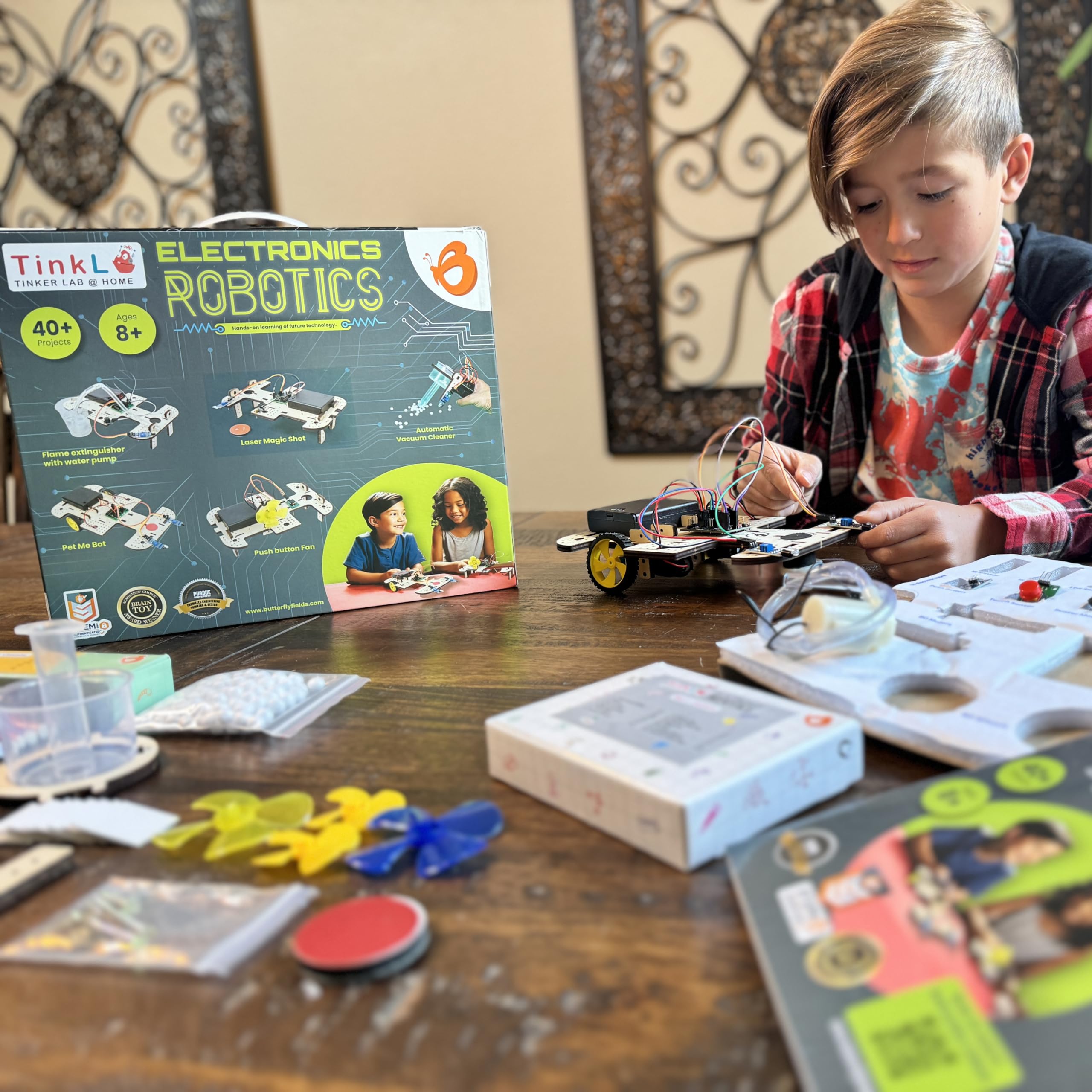 ButterflyEdufields 40-in-1 STEM Robotics Kit for Kids Ages 8-12 | DIY Robot Building Kit with Electronics Board & Sensors | Educational Science Toy for Homeschooling & Classroom Learning | 100+ Parts | Perfect for STEM Projects, Science Fairs & Birthday Gifts