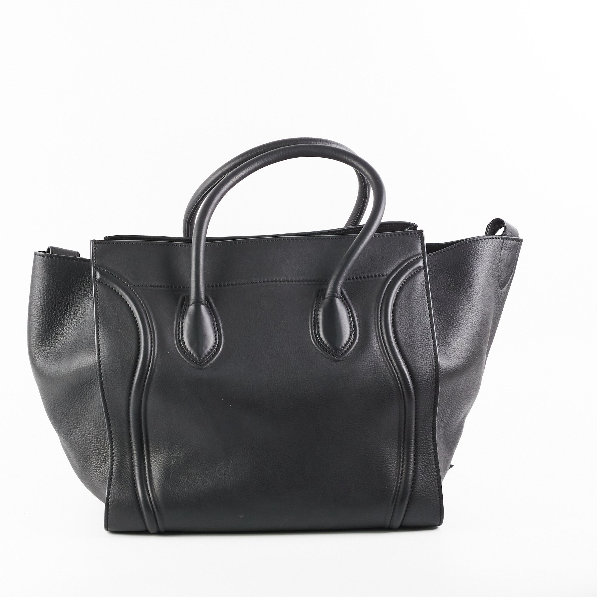 Celine Luggage Phantom Large Black Leather Tote Bag for Women - Stylish Designer Handbag for Work, Travel & Everyday Use