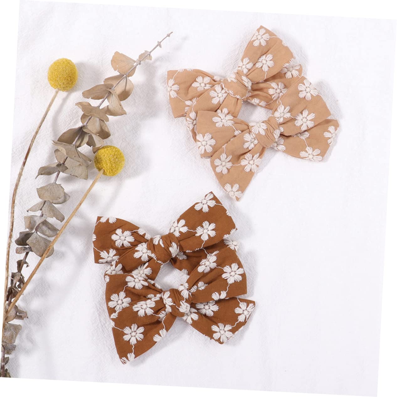 iFundom 5 Sets Floral Print Hair Bows for Girls - Baby Hair Ties, Bands & Clips (20pcs x 5) - Perfect for Parties, School & Photo Shoots