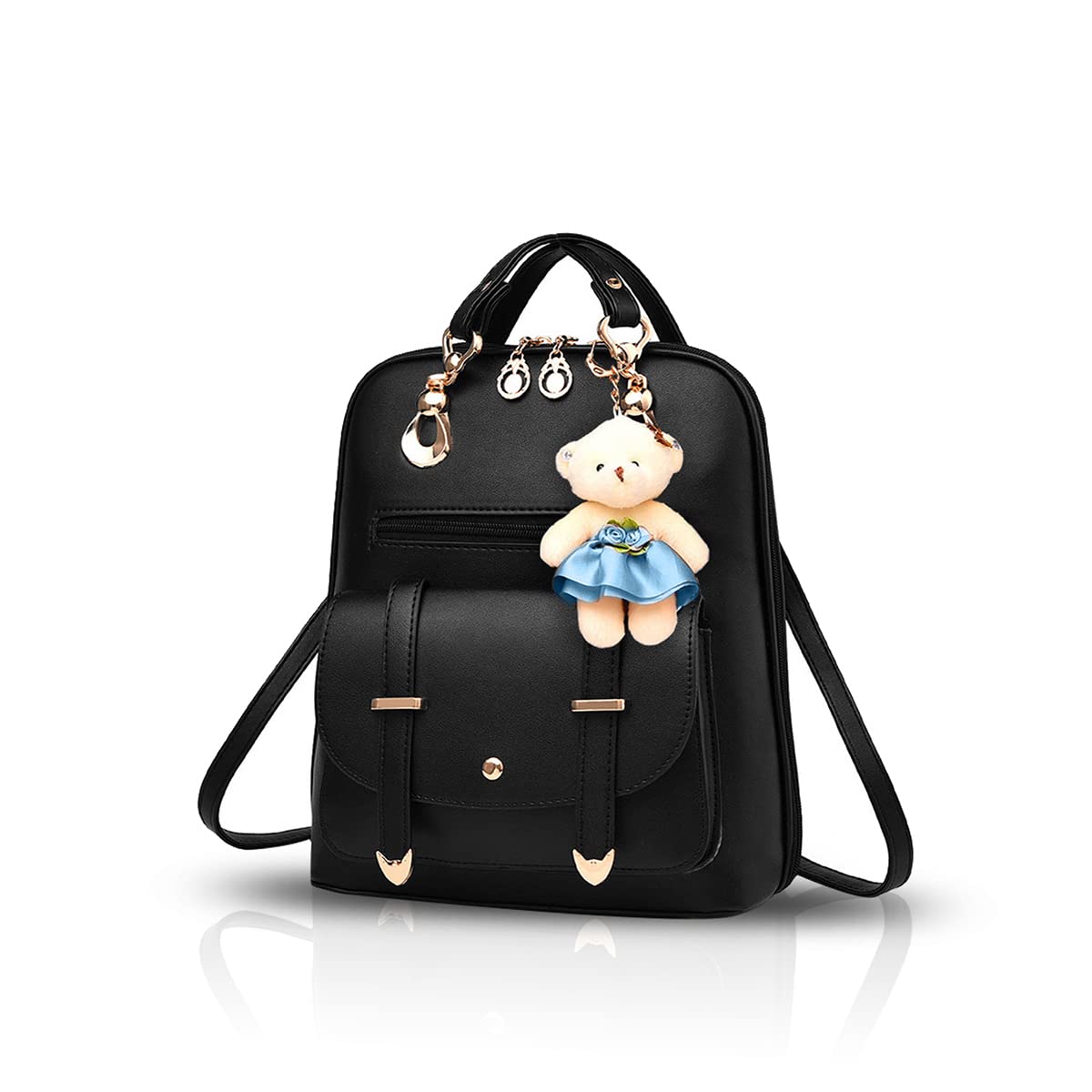 NICOLE&DORIS Women's PU Leather Backpack - Fashion School College Travel Daypack for Girls, Shoulder Bag for Outdoor Activities, Work & Daily Use