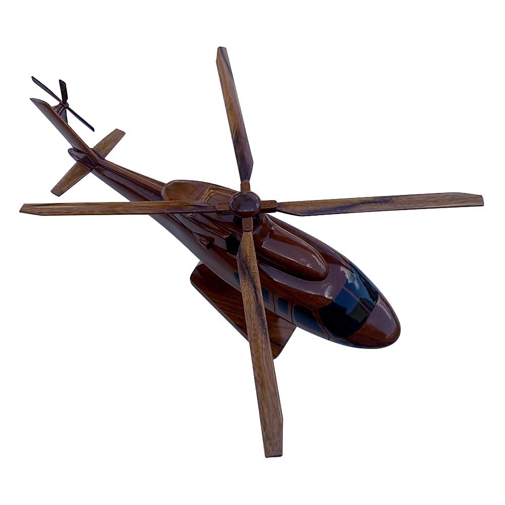 Sikorsky S-76 Mahogany Wood Desktop Helicopter Model - Collectible Aircraft Display for Office Desk, Home Decor & Aviation Enthusiasts
