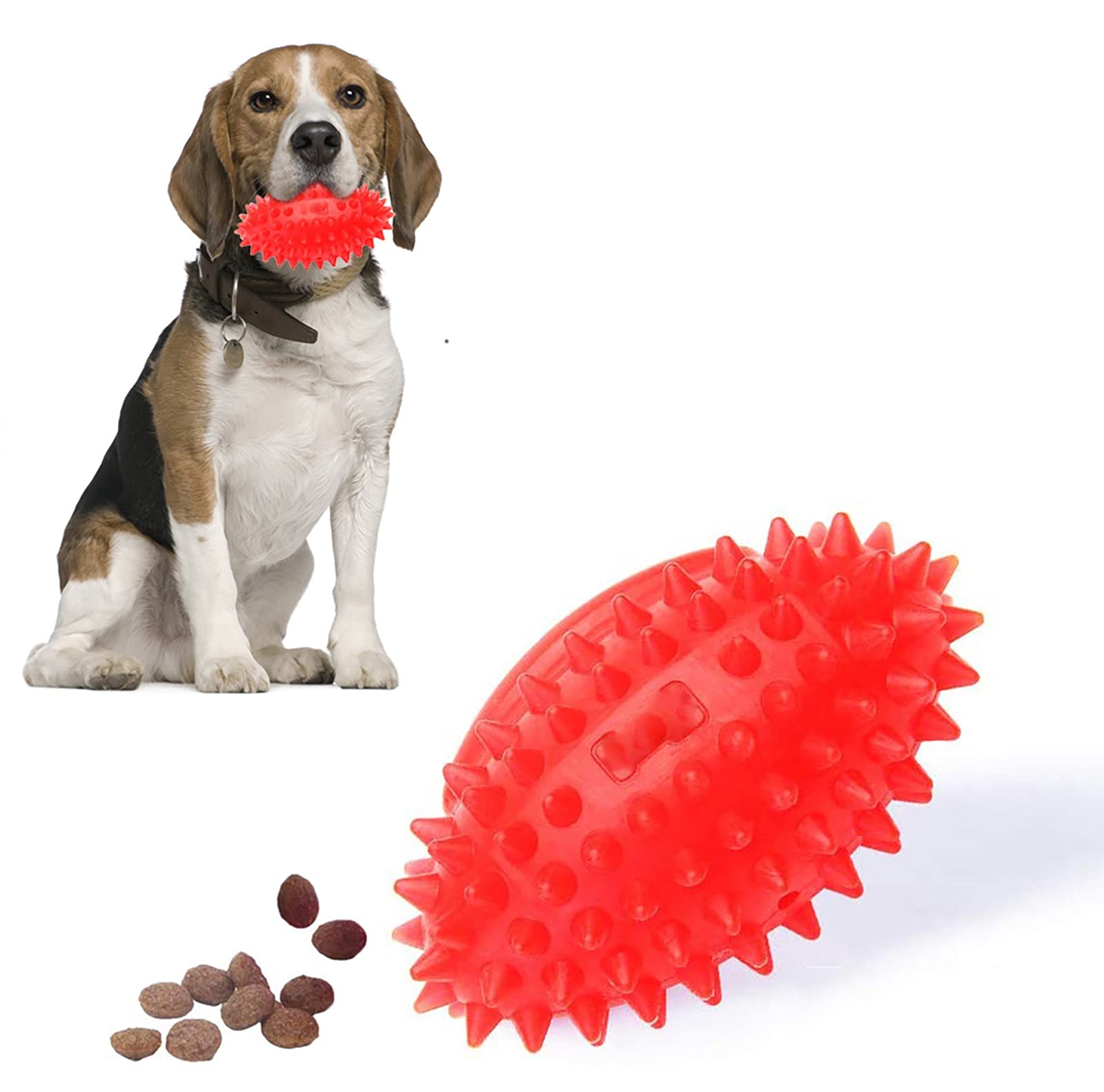 Durable TPE Rubber Dog Chew Toys - Treat Dispensing Puzzle Toys for Aggressive Chewers (Small, Medium & Large Dogs up to 50 lb) - High Bounce, Lifetime Guarantee - Perfect for Training, Boredom Relief & Interactive Playtime