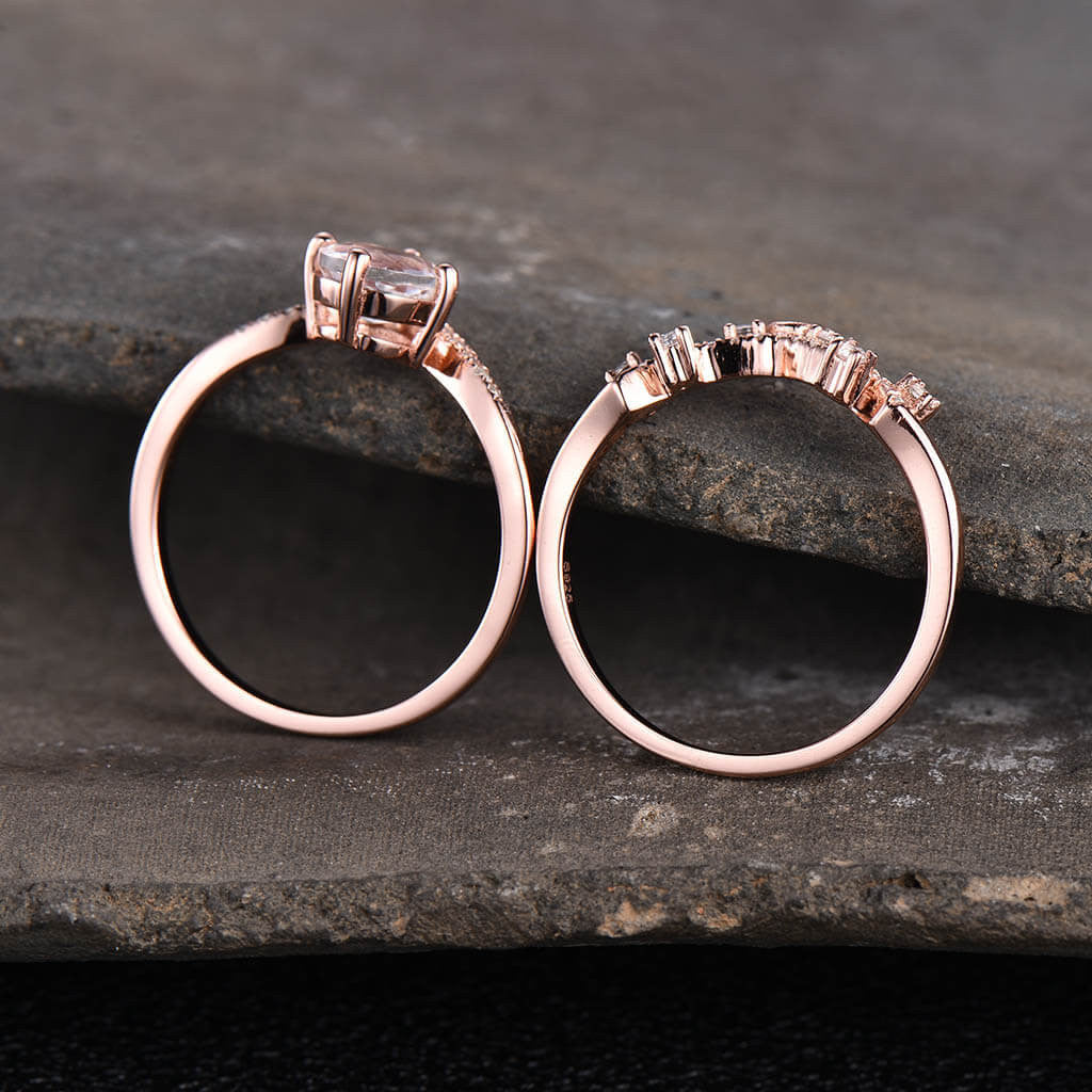 14K/18K Rose Gold Rainbow Moonstone Diamond Engagement Ring Wedding Set for Women – Elegant Bridal Jewelry for Proposals, Anniversaries & Special Occasions
