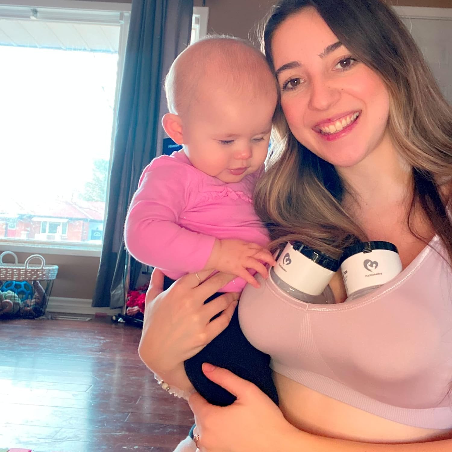 Bellababy Hands-Free Wearable Breast Pump - Wireless, Portable, Low Noise Electric Pump with Touch Screen, 4 Modes & 9 Suction Levels (6oz Pink, 2 Packs) - Includes 24mm Flanges & 21mm/19mm/17mm Inserts - Perfect for Working Moms, Travel & On-the-Go Pumping