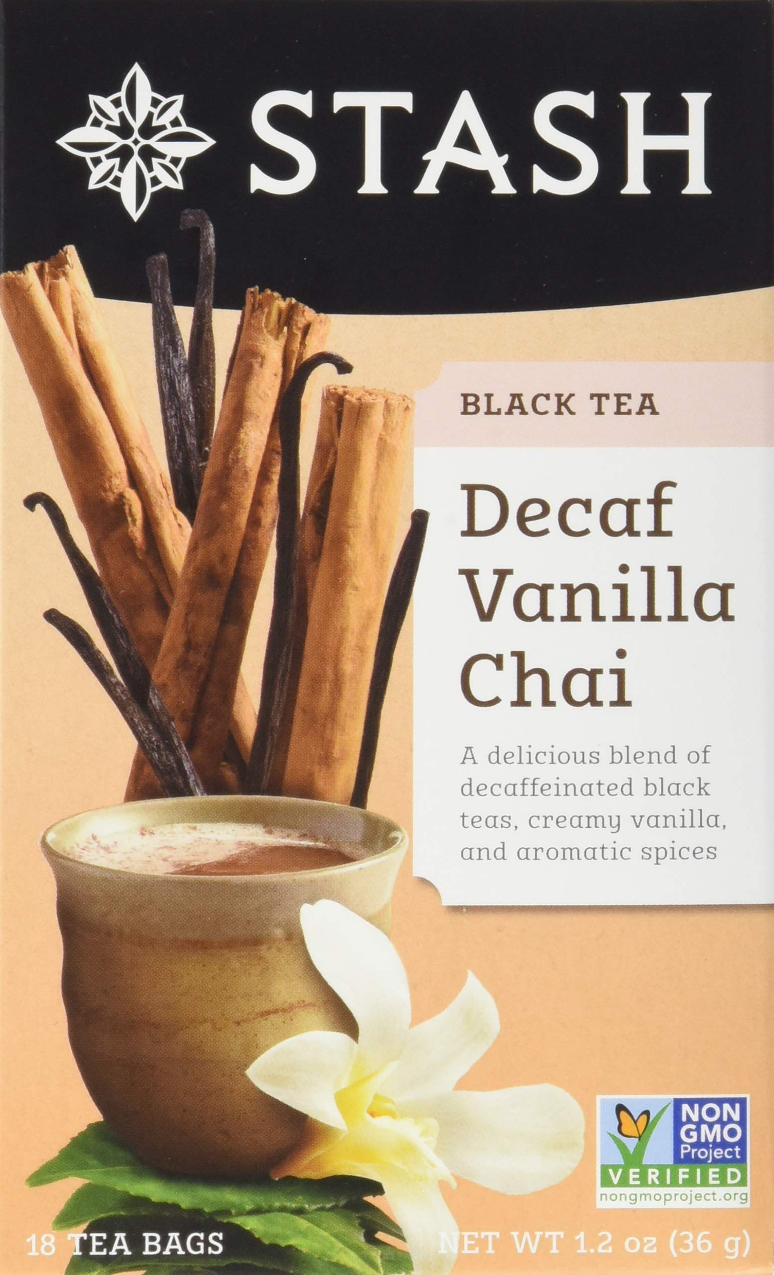 Decaf Vanilla Chai Tea Bags - Stash Tea 6 Boxes (108 Tea Bags Total) | Caffeine-Free Herbal Tea for Relaxation, Evening & Bedtime | Perfect for Stress Relief & Cozy Moments