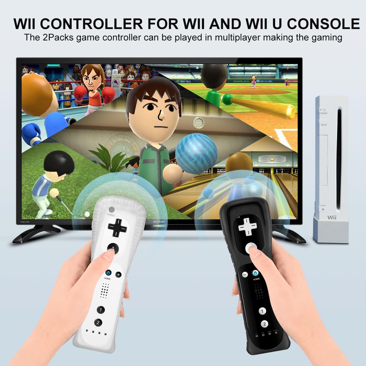 ADHLEK 2 Pack Wii Remote Controller with Silicone Case & Wrist Strap for Nintendo Wii - Perfect for Family Gaming