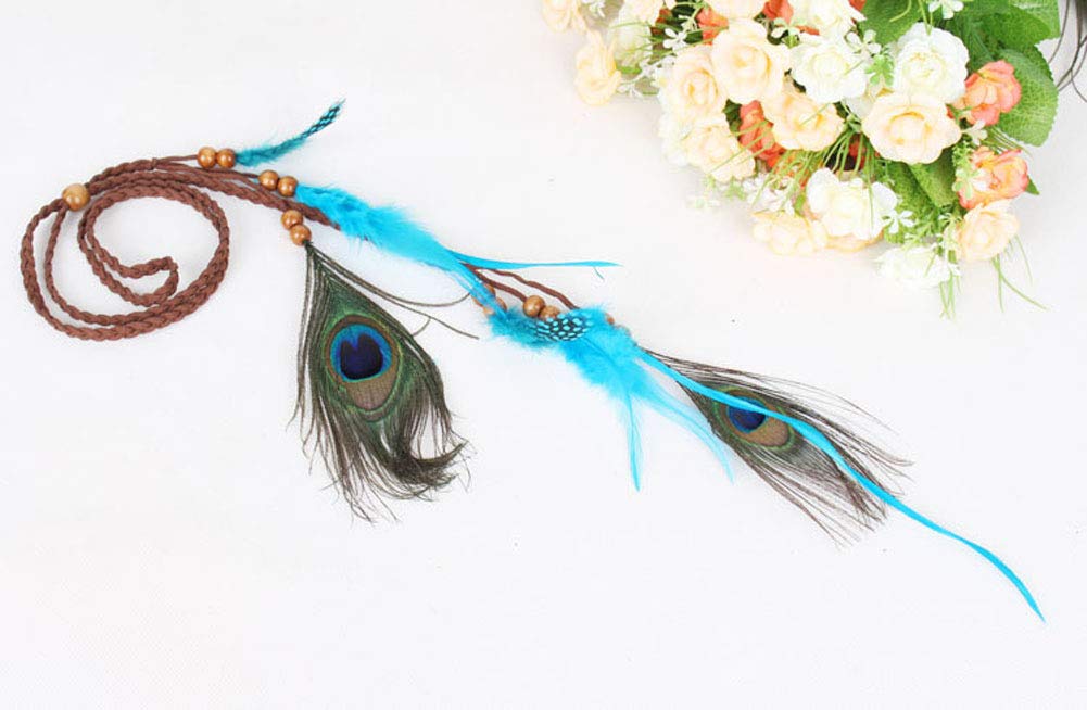Elegant Blue Feather Headband for Women - Bohemian Hippie Hair Accessory, Gypsy Style Fashion Headpiece - Perfect for Music Festivals, Weddings & Boho Chic Outfits