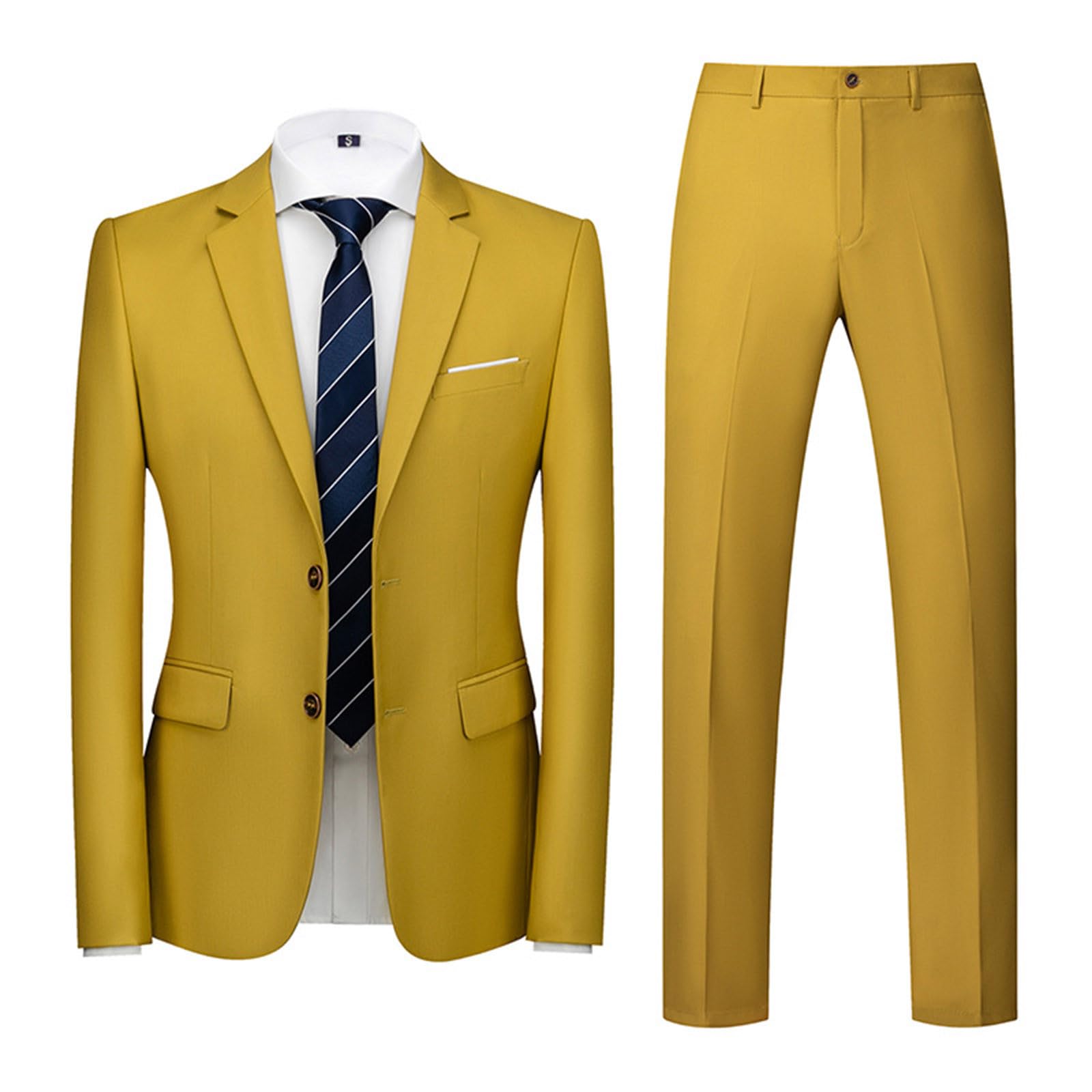 Men's Slim Fit 2-Piece Suit Set with 2-Button Blazer & Dress Pants - Wedding, Business & Casual Wear | Office Attire, Formal Events & Special Occasions