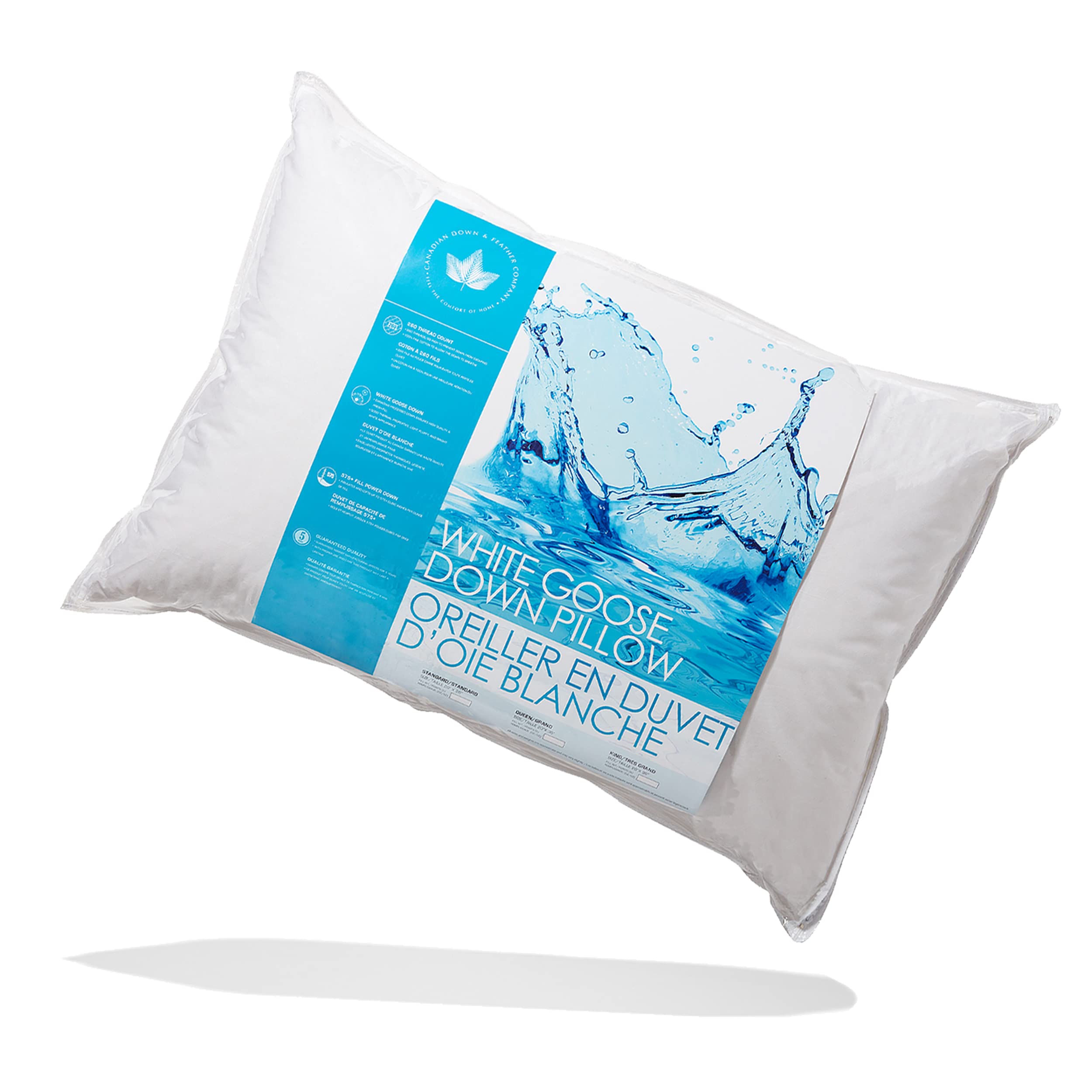 Premium 2-Pack Canadian White Goose Down Pillows - Queen Size, 260 TC 100% Cotton Shell - Soft Support for Side & Back Sleepers - Perfect for Bedroom Luxury & Hotel-Style Comfort