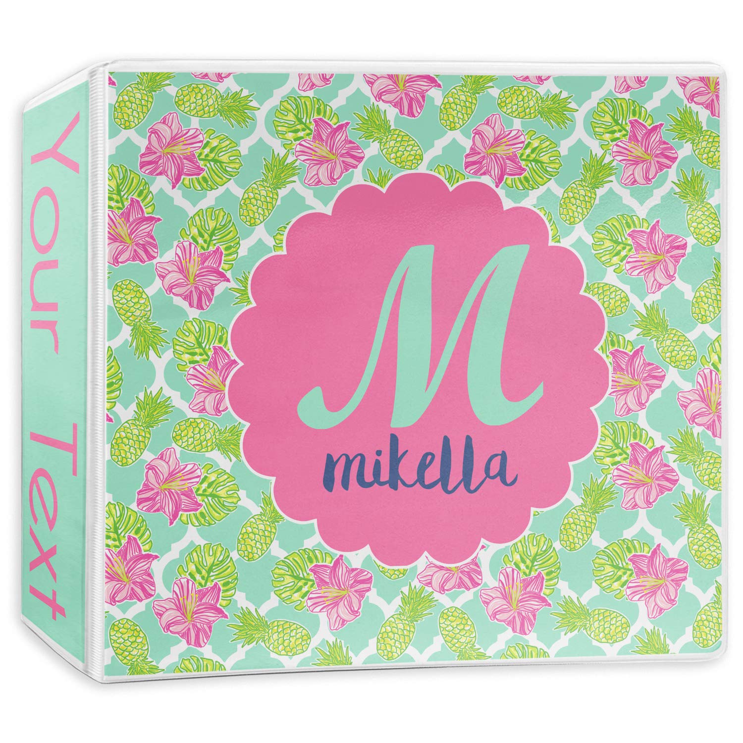 Personalized Preppy Hibiscus 3-Ring Binder - 3 Inch School Binder for College, Office & Home Organization | Floral Design Three Ring Notebook for Students & Professionals